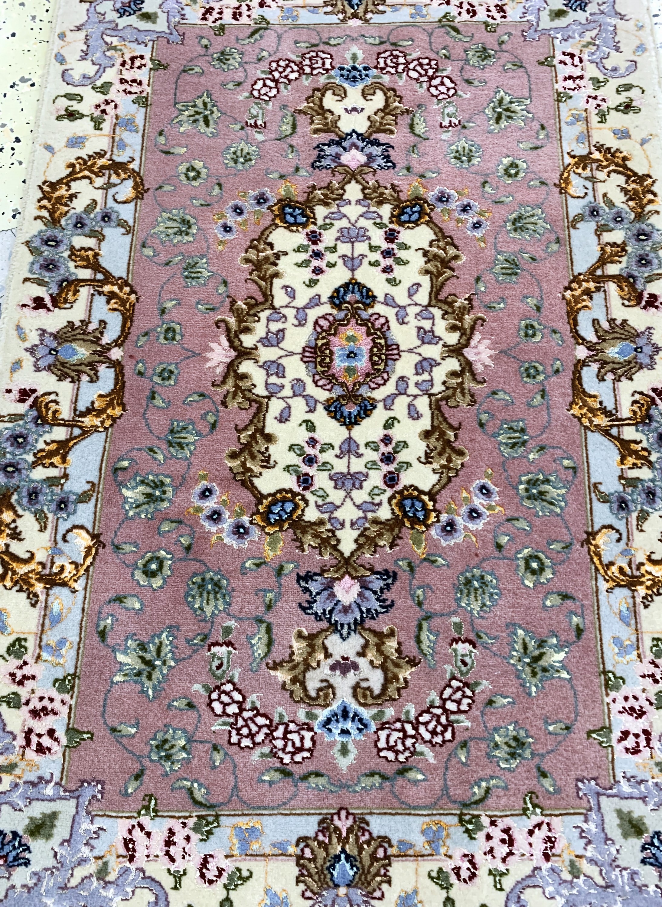 Detail c: 2 lot Poschti, Persien, Mitte 20.Jhd., Täbriz Korkwolle, Ghom Seide, ca. 90 x 60cm, EHZ:2, reinigungsbedürftig