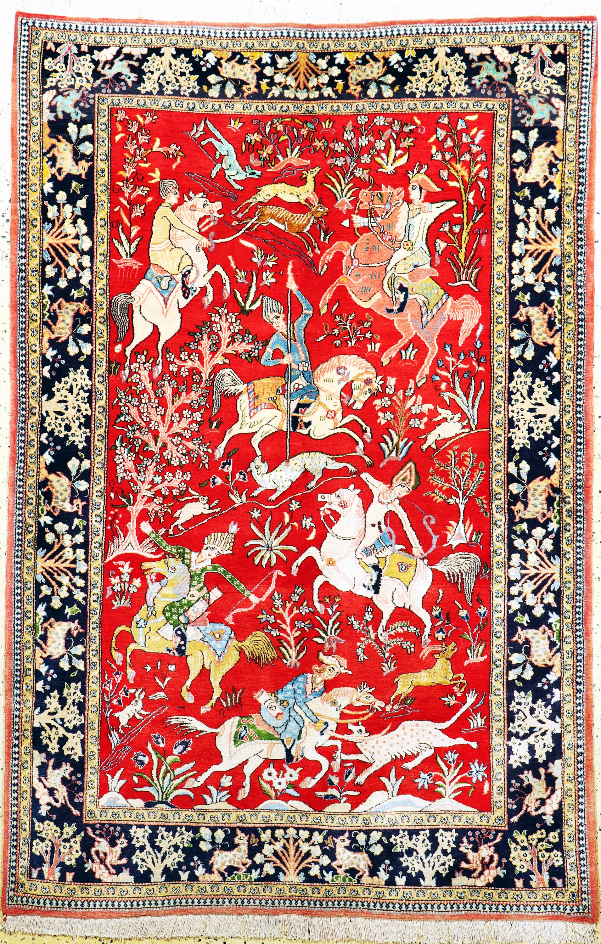 Ghom kork, Persien, Mitte 20.Jhd., Korkwolle mit Seide, ca. 210 x 137 cm, EHZ: 2
