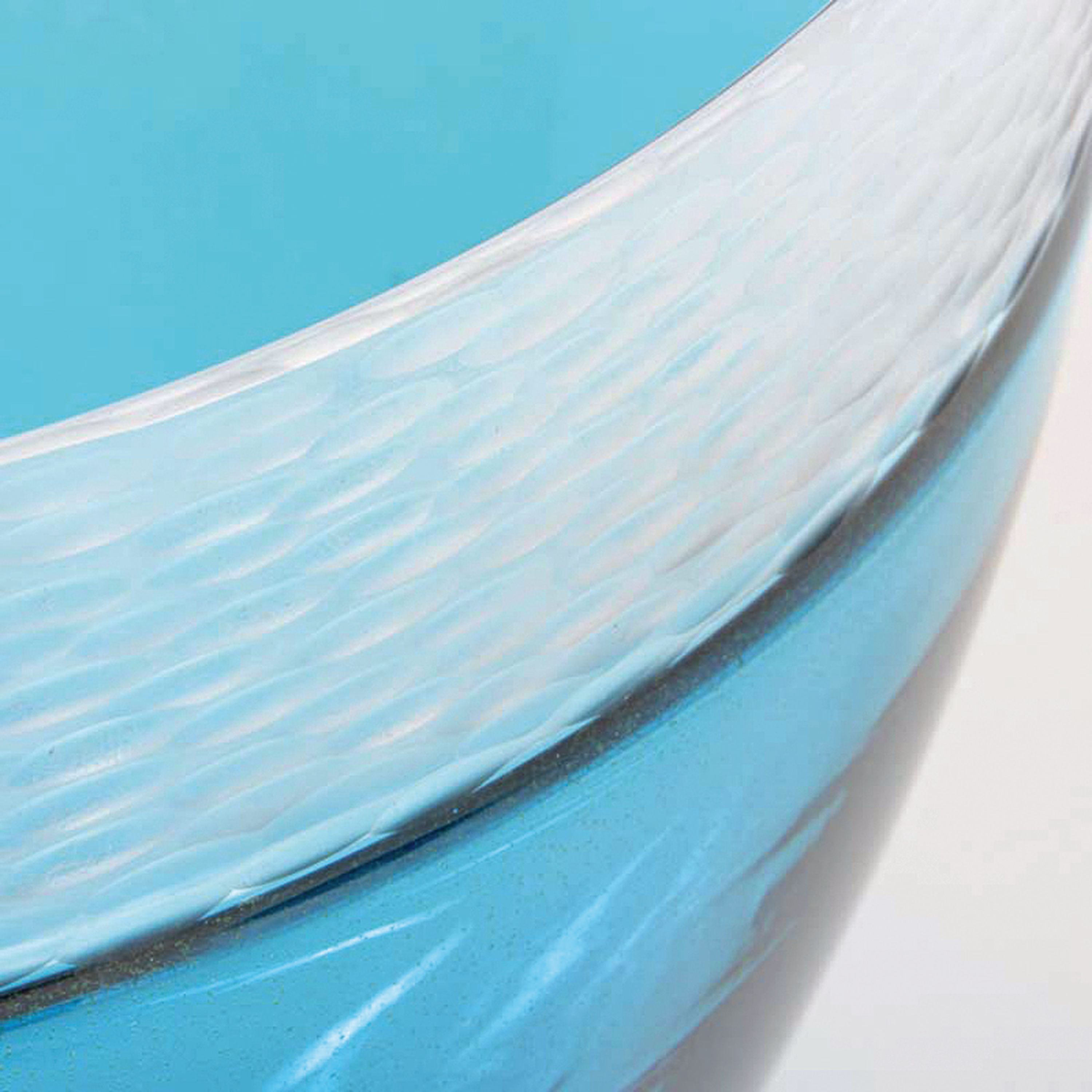 Detail d: Incalmo-Vase bzw. Schale, Murano, 1990er-Jahre, türkisfarbenes Glas mit eingeschmolzener Goldfolie, Mündungsrand matt geätzt mit Strukturmuster, ...