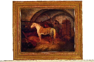 26924219k - Joseph Wilhelm Melchior, 1810-1883, im Pferdestall, Öl/Lwd, doubliert, rechts unten ...