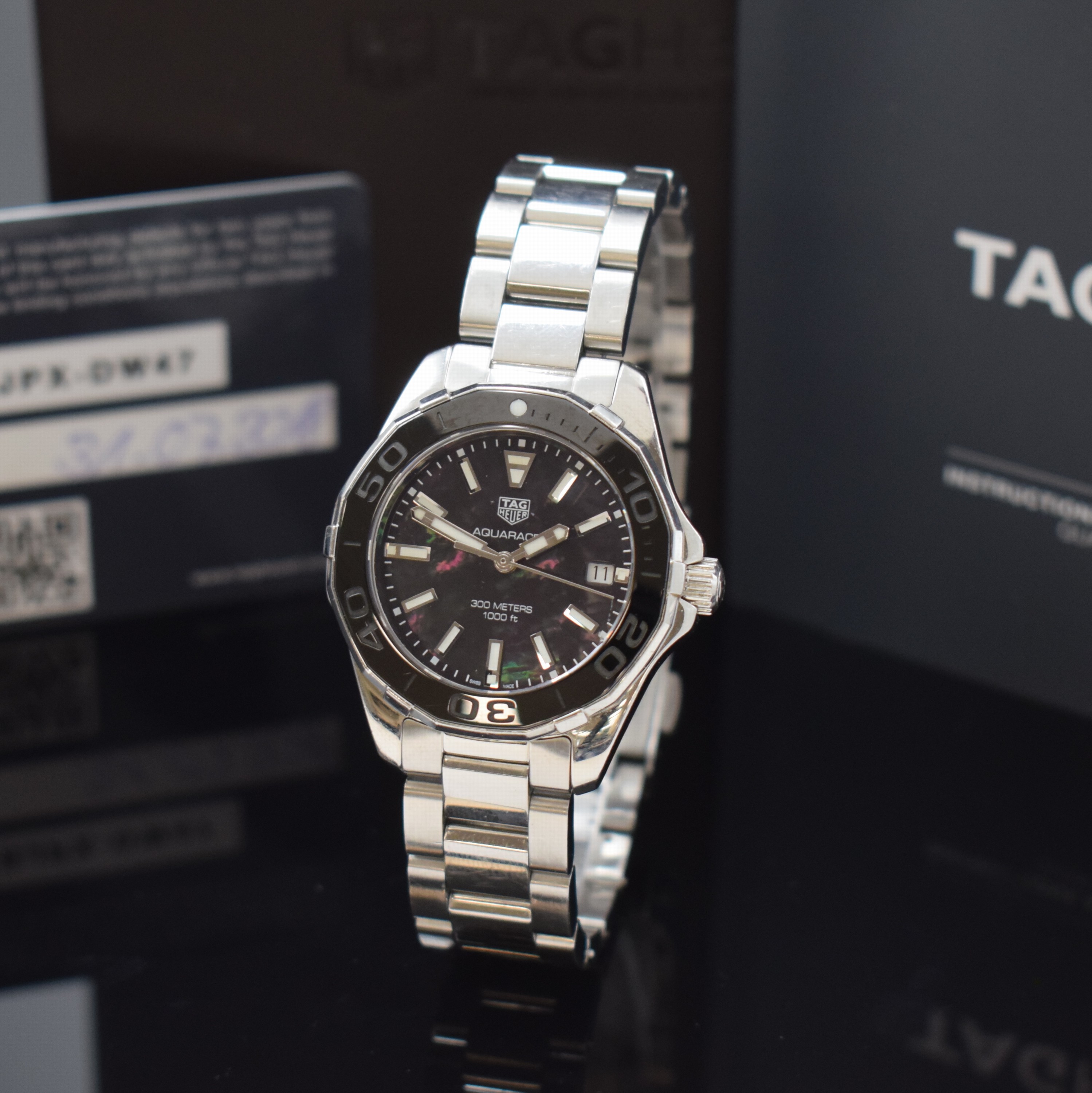 TAG HEUER Damenarmbanduhr Aquaracer Lady Referenz WAY131K, quarz, Edelstahlgeh. inkl. Gliederband m. Tauchverlängerung, Boden und Krone verschr., ab ...