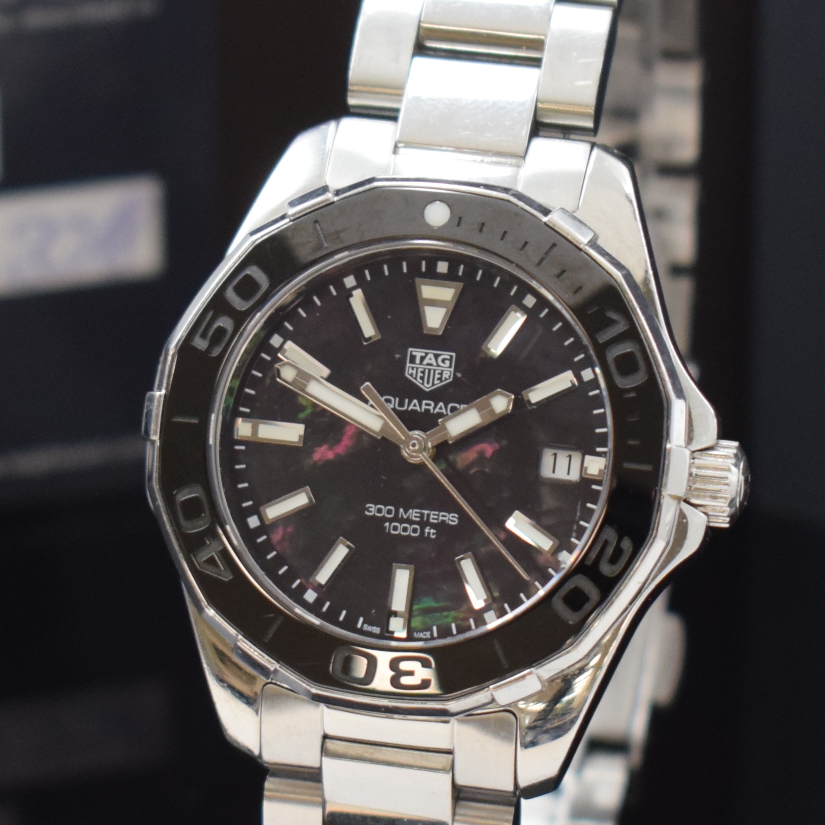 Detail a: TAG HEUER Damenarmbanduhr Aquaracer Lady Referenz WAY131K, quarz, Edelstahlgeh. inkl. Gliederband m. Tauchverlängerung, Boden und Krone verschr., ab ...