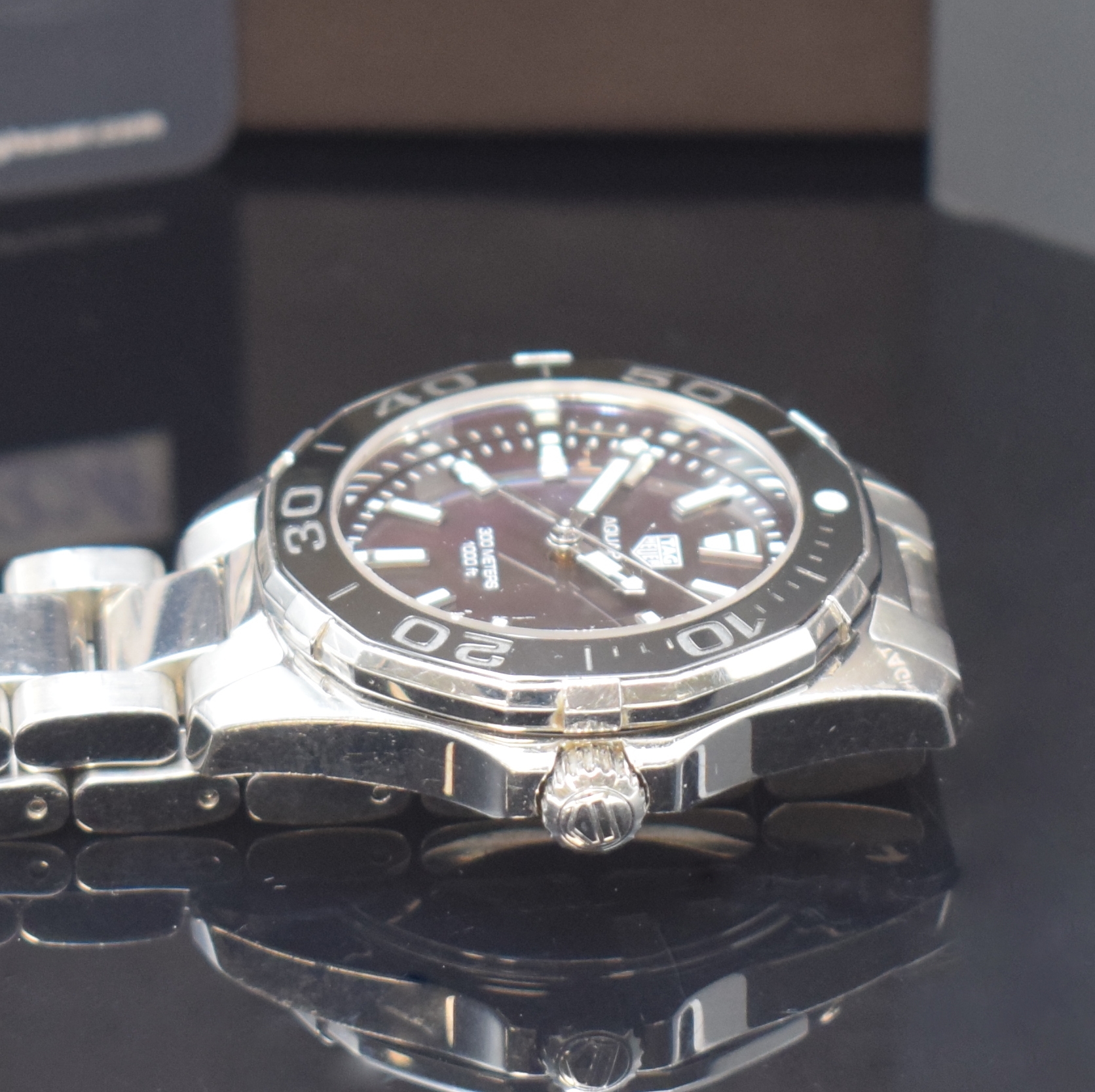 Detail c: TAG HEUER Damenarmbanduhr Aquaracer Lady Referenz WAY131K, quarz, Edelstahlgeh. inkl. Gliederband m. Tauchverlängerung, Boden und Krone verschr., ab ...