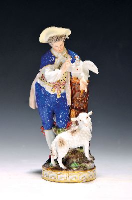 Image 26924500 - Porzellanfigur, Meissen, 1774-1814, Schäfer mit Brieftaube, polychrom bemalt, ...