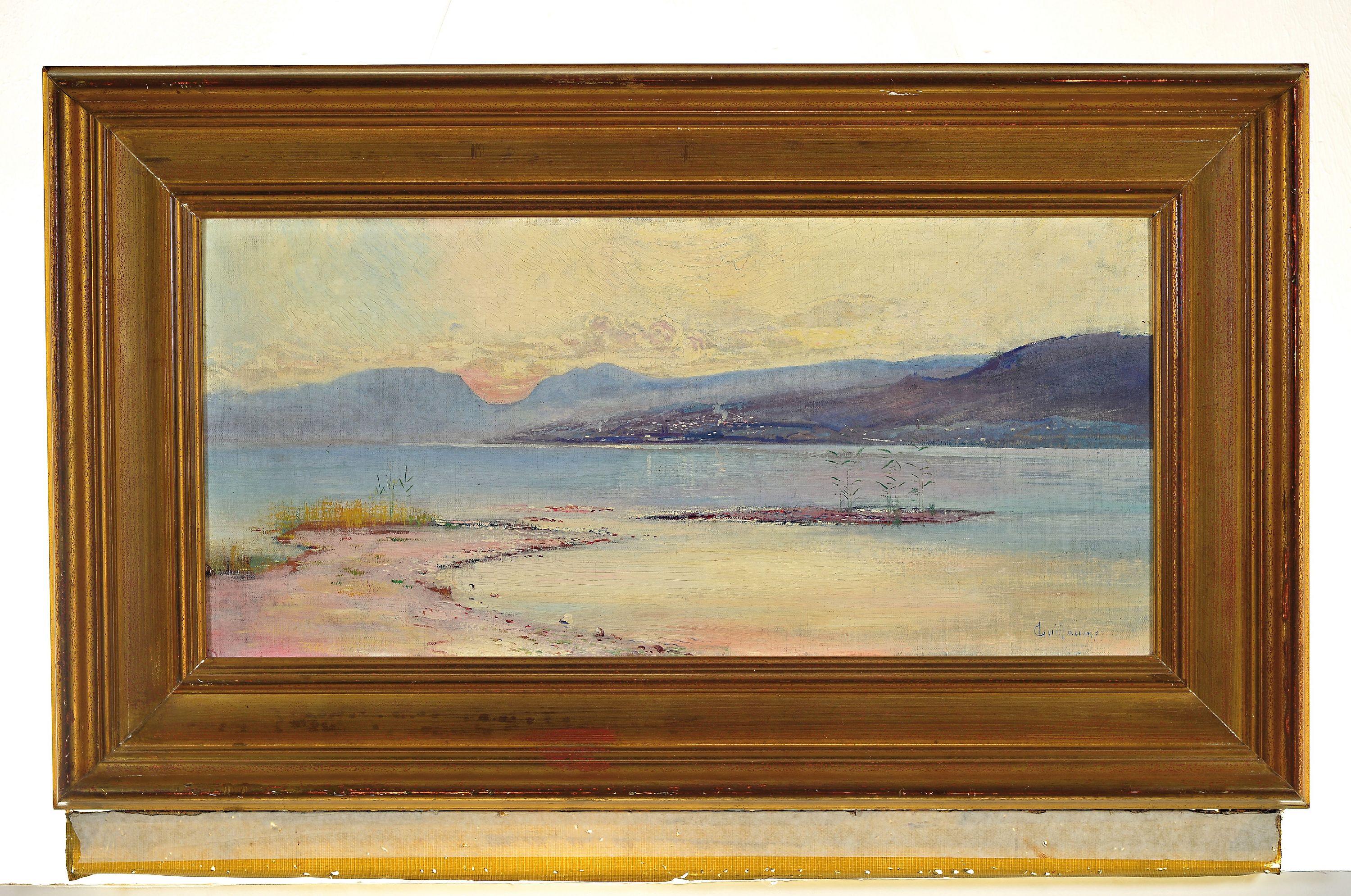Detail k: Louis Guillaume, schweizer Künstler 1865 Neuchatel - 1942, "Neuburgersee", Öl/Karton, signiert, wohl Oberitalien oder, Schweiz, signiert, ...