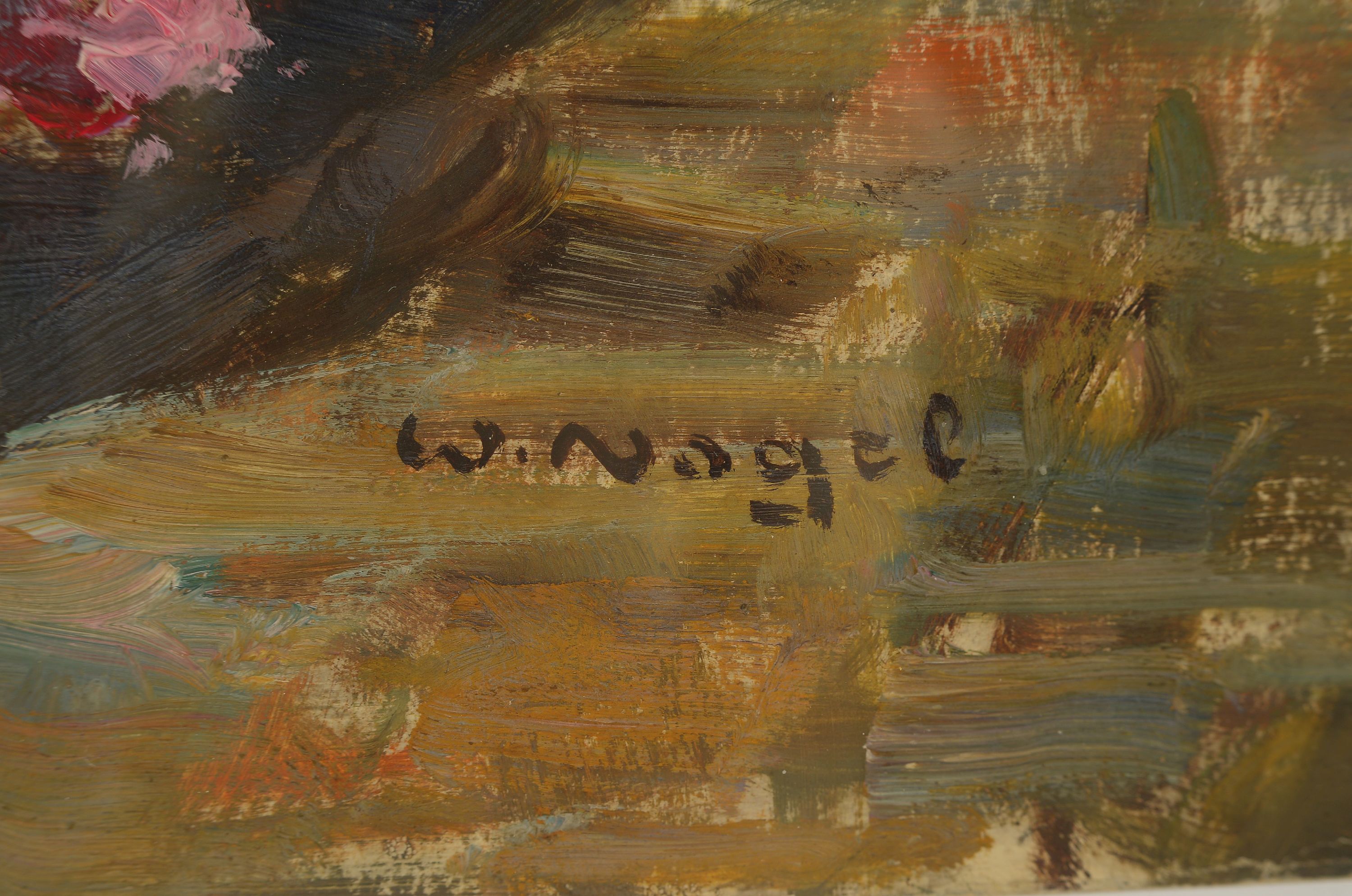 Detail l: Wilhelm Nagel, 1866 Mannheim-1945 Baden-Baden, Stillleben mit Blumen in einer Glasvase, Öl/Malkarton, rechts unten sign., ca. 65x49cm