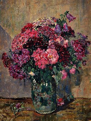 Image 26924909 - Wilhelm Nagel, 1866 Mannheim-1945 Baden-Baden, Stillleben mit Blumen in einer Glasvase, ...