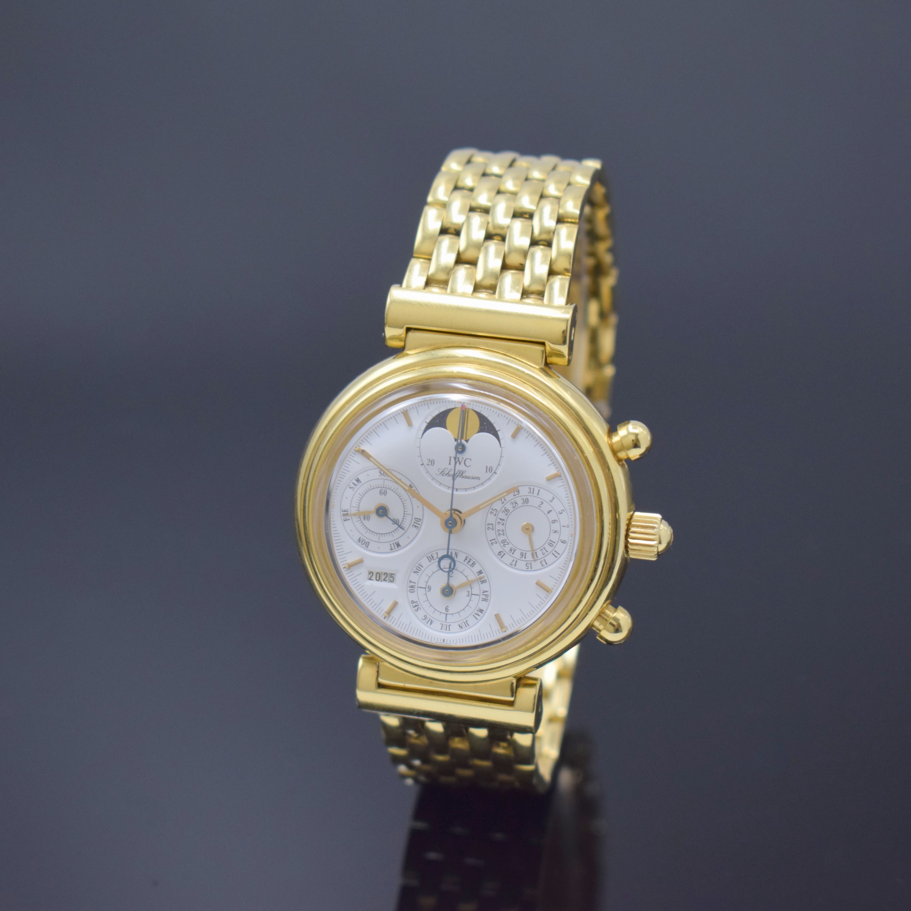 Detail a: IWC feiner astronomischer Armbandchronograph Modell Da Vinci mit ewigem Kalender Referenz 3750 in GG 750/000, Automatik, Schweiz 1990er Jahre, orig. ...