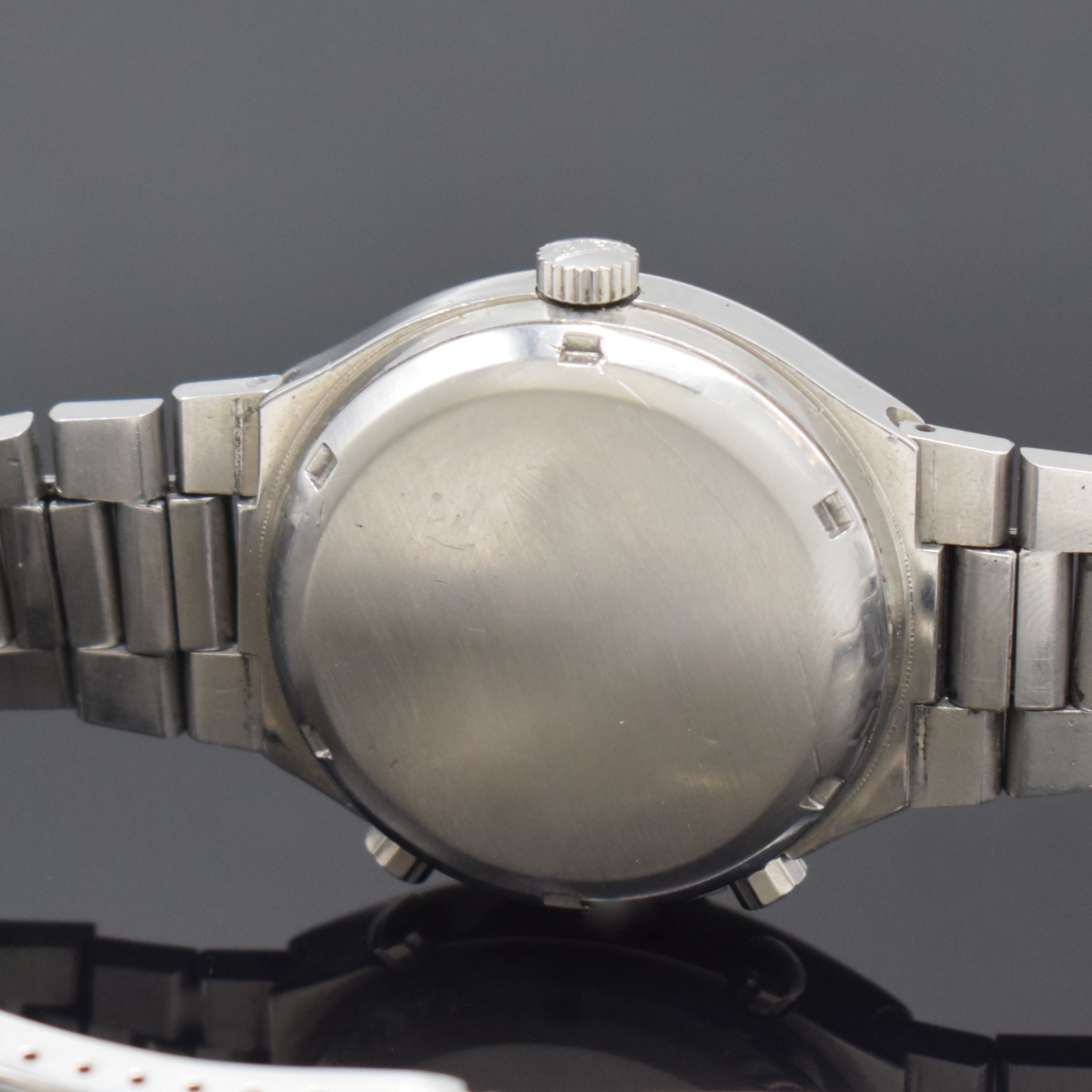 Detail d: HEUER Daytona Armbandchronograph Referenz 110203B, Schweiz 1970er Jahre, Automatik, Edelstahlgeh. inkl. Gliederband m. Faltschl., Boden verschr., ...