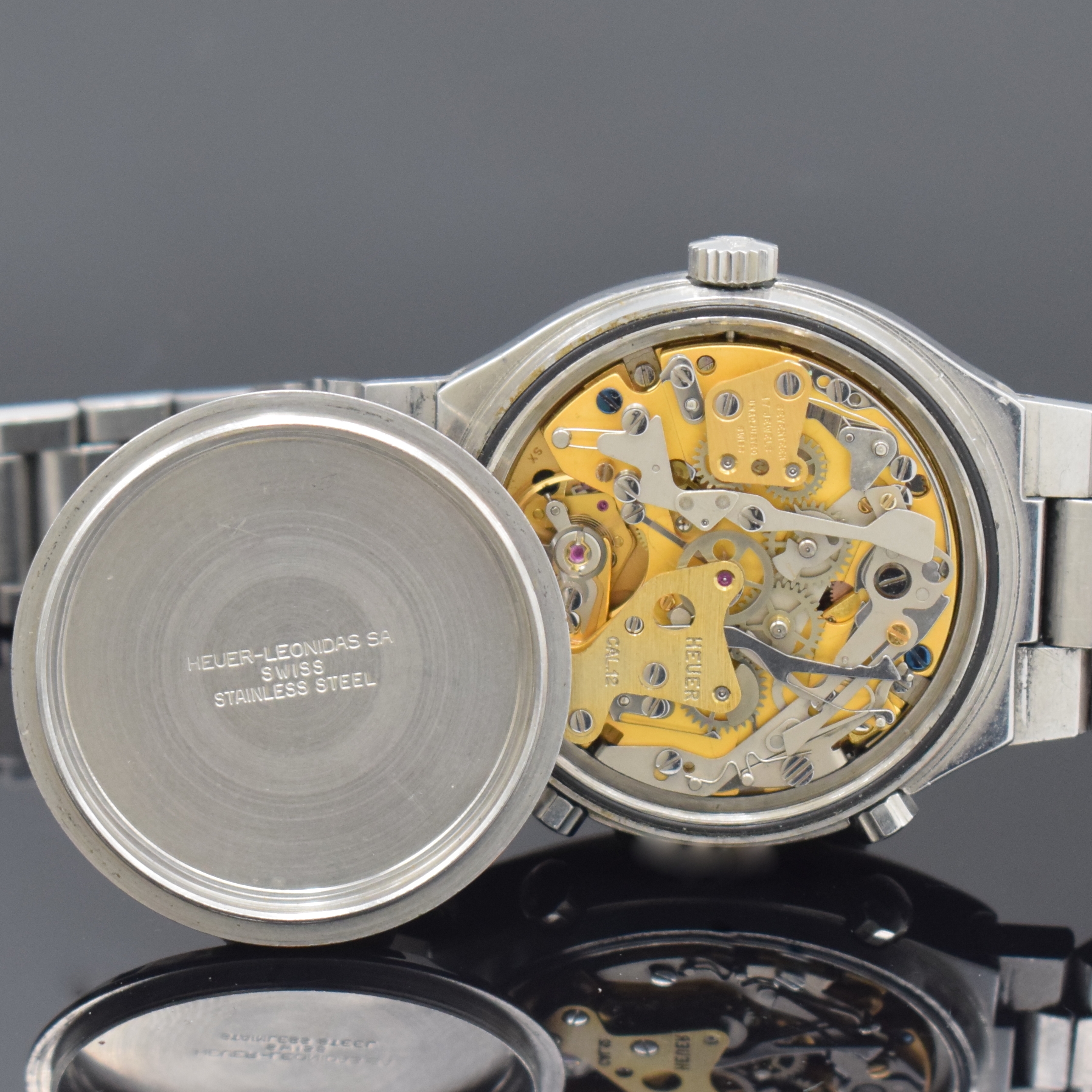 Detail e: HEUER Daytona Armbandchronograph Referenz 110203B, Schweiz 1970er Jahre, Automatik, Edelstahlgeh. inkl. Gliederband m. Faltschl., Boden verschr., ...