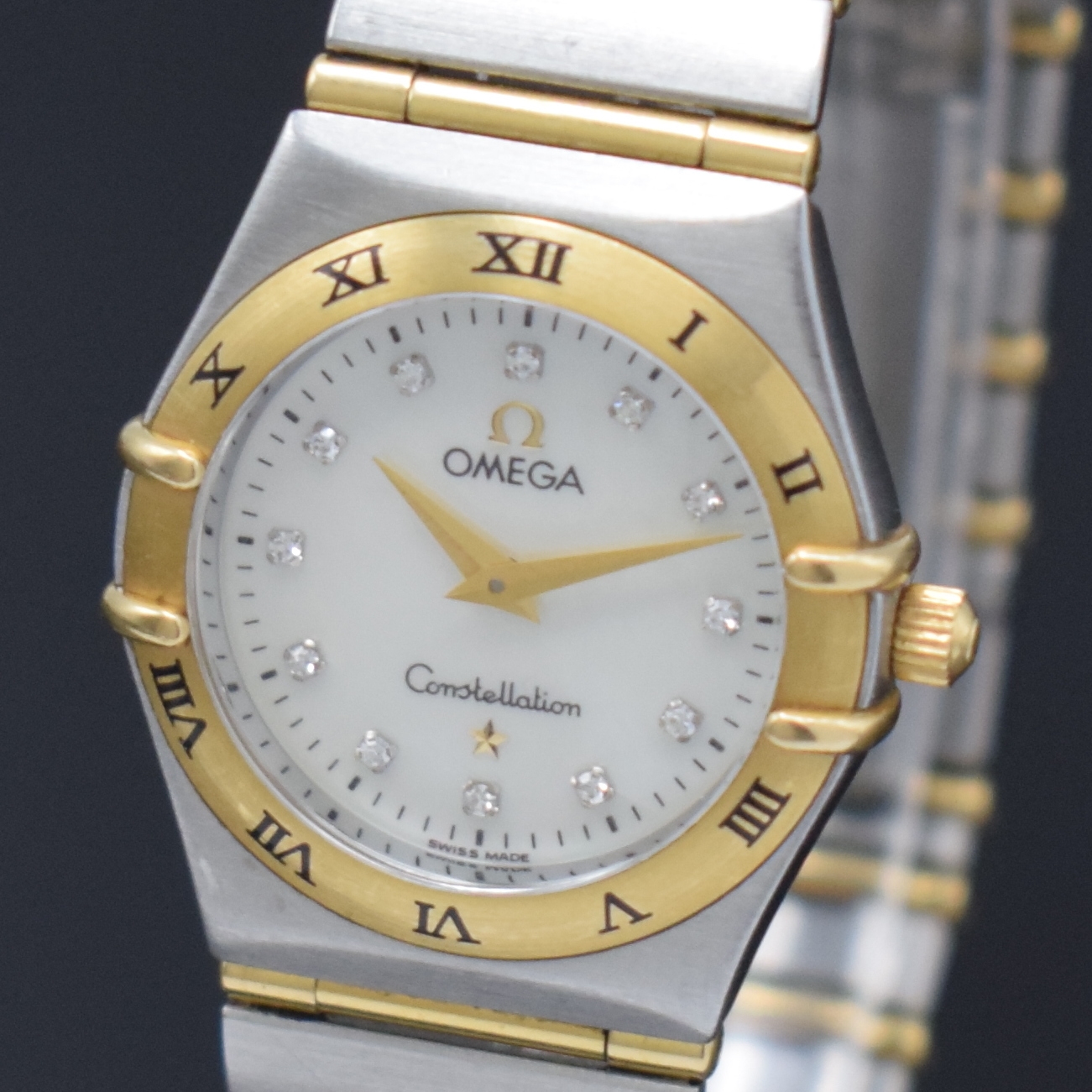 Detail a: OMEGA Constellation Damenarmbanduhr in Stahl/ Gold Referenz 795.1202/127.275.00, Schweiz verk. lt. beil. Garantie 04/1998, quarz, orig. Gliederband ...