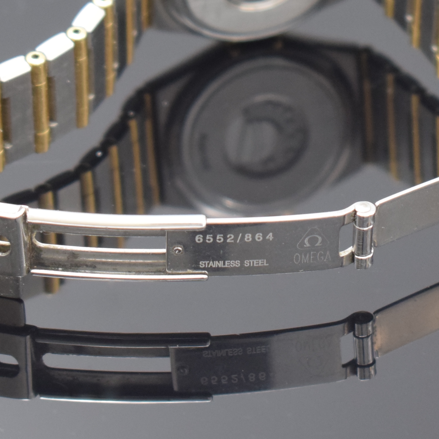 Detail d: OMEGA Constellation Damenarmbanduhr in Stahl/ Gold Referenz 795.1202/127.275.00, Schweiz verk. lt. beil. Garantie 04/1998, quarz, orig. Gliederband ...