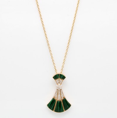 Image Anhänger mit Brillanten und Malachiten an Kette, RG 750/000, Malachite zus. ca. ...