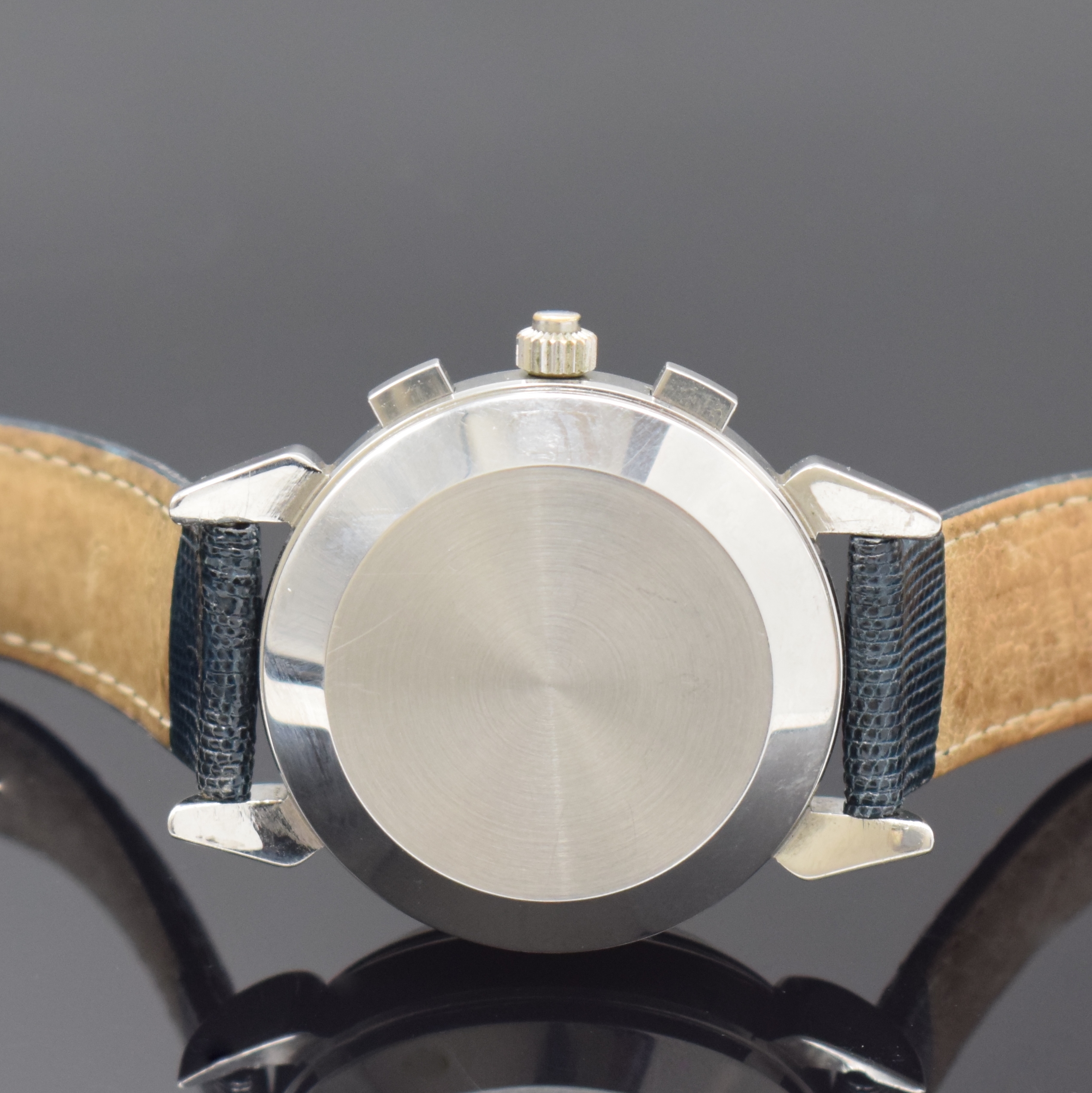 Detail c: Seltener Venus 179 Schaltradchronograph Rattrapante bezeichnet Breitling, Handaufzug, Schweiz um 2000, Werk um 1958, 3- teil. Edelstahlgeh., Boden ...