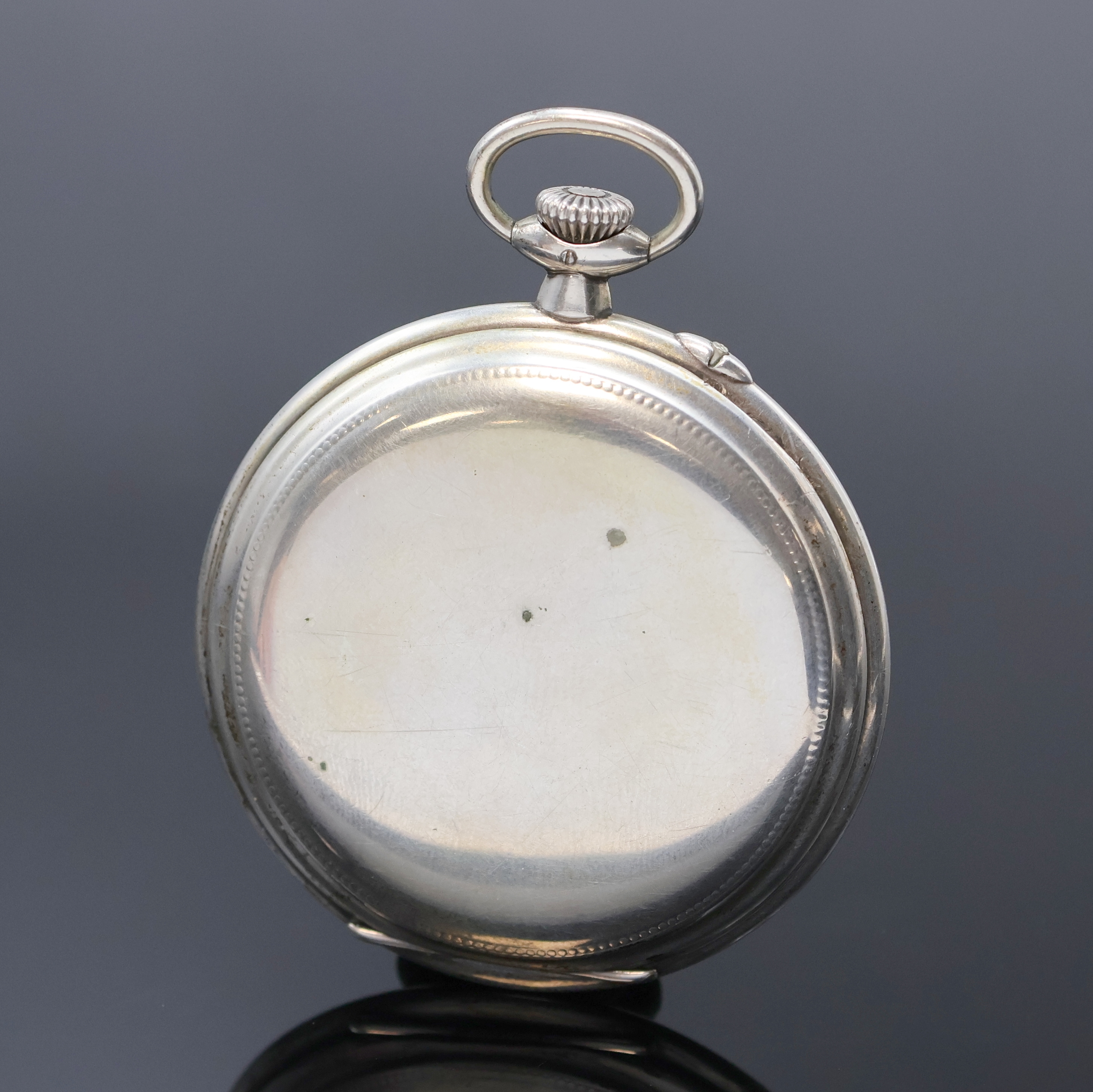 Detail a: DEUTSCHE PRÄZISIONSUHR GLASHÜTTE SA offene Herrentaschenuhr in Silber, Deutschland um 1905, Silbercuvette, Emailzifferbl. m. arab. Zahlen, gold. ...
