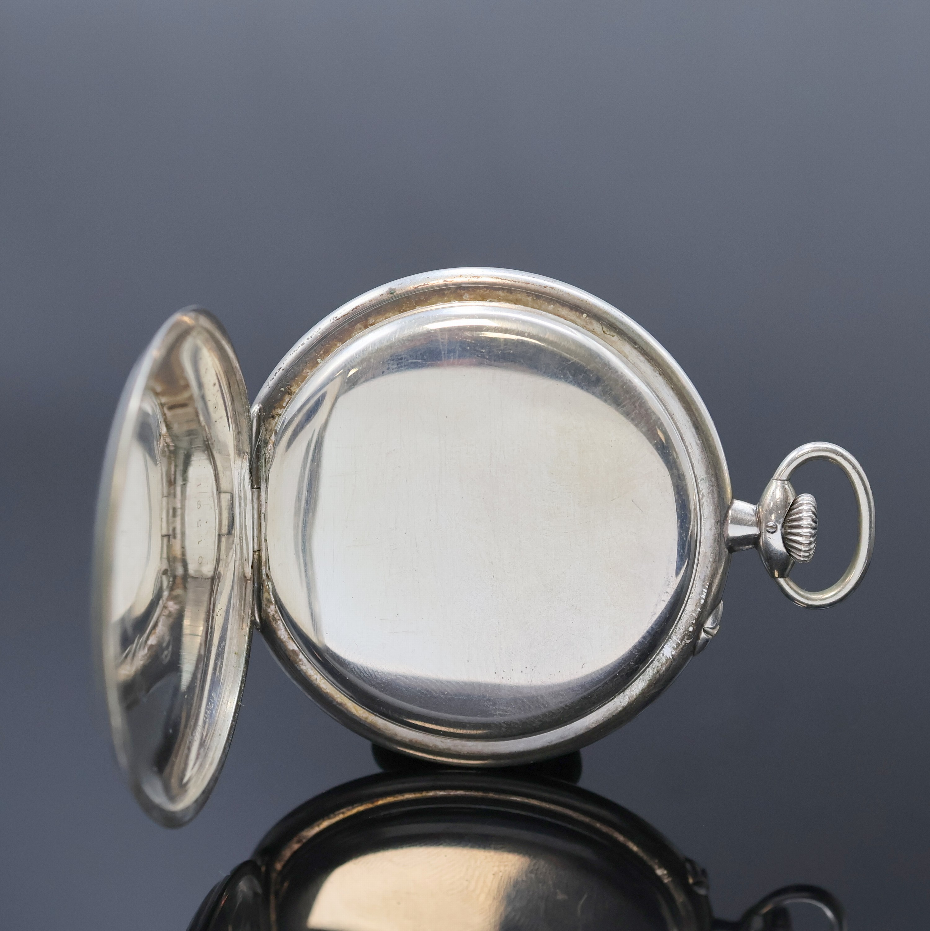 Detail c: DEUTSCHE PRÄZISIONSUHR GLASHÜTTE SA offene Herrentaschenuhr in Silber, Deutschland um 1905, Silbercuvette, Emailzifferbl. m. arab. Zahlen, gold. ...