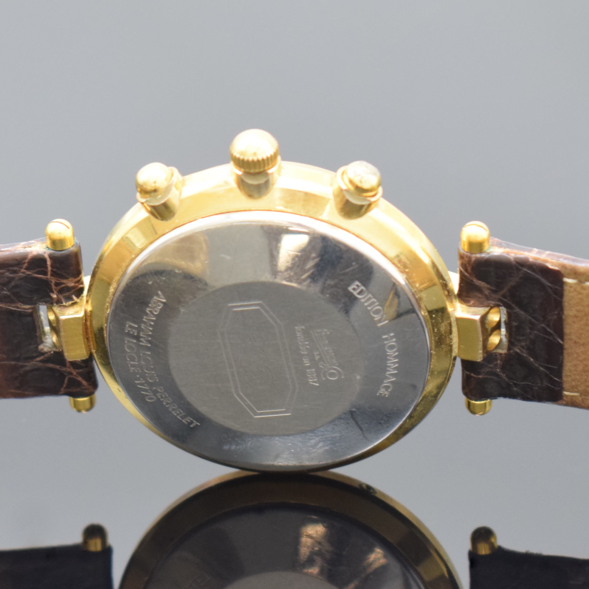 Detail c: EBERHARD & CO auf 999 Stück limitierter Armbandchronograph Edition Hommage Abraham Louis Perrelet mit Vollkalender, Schweiz um 1980, Automatik, ...