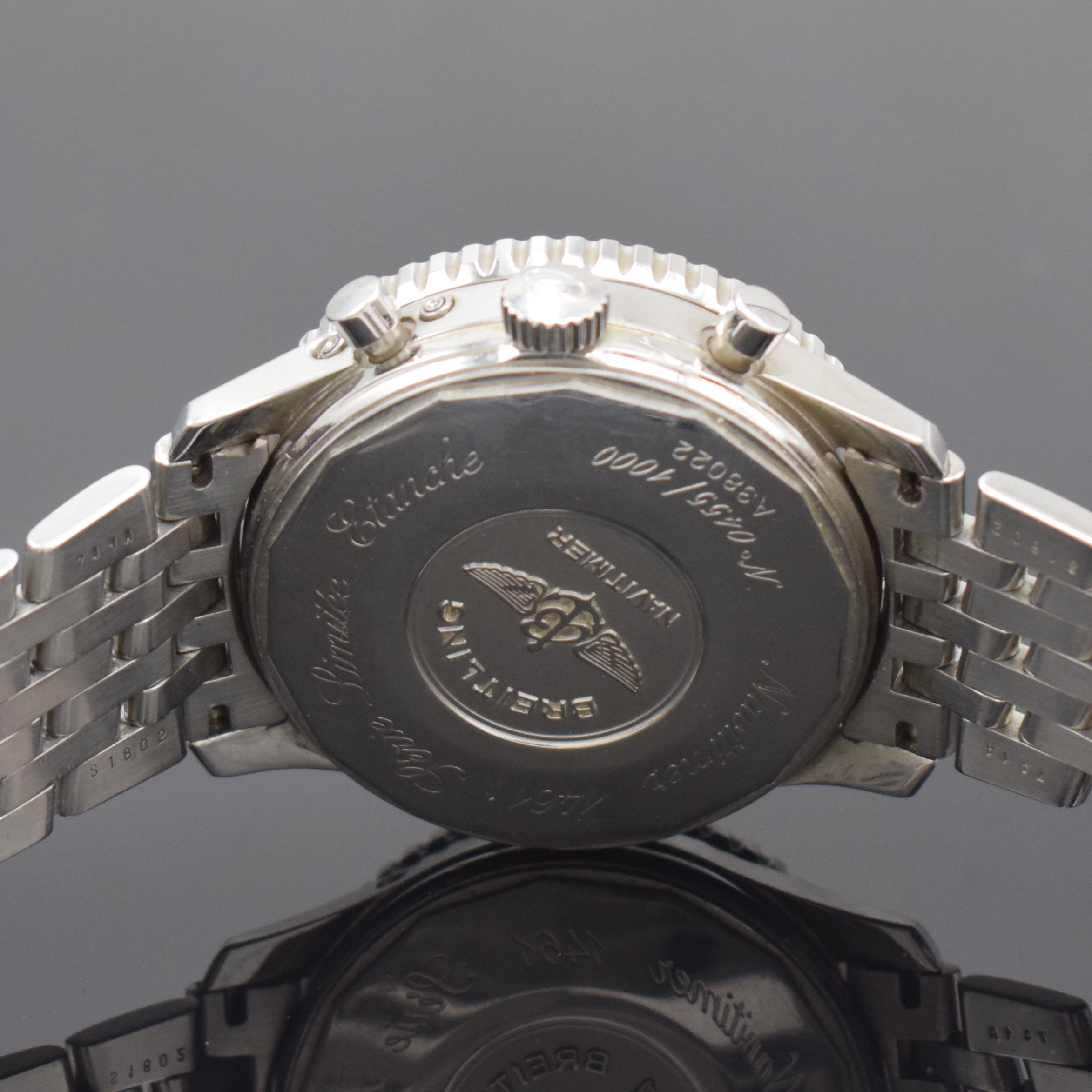 Detail d: BREITLING seltener auf 1.000 Stück limitierter Armbandchronograph Navitimer mit Vierjahreskalender Referenz A38022, Schweiz um 1997, Automatik, ...