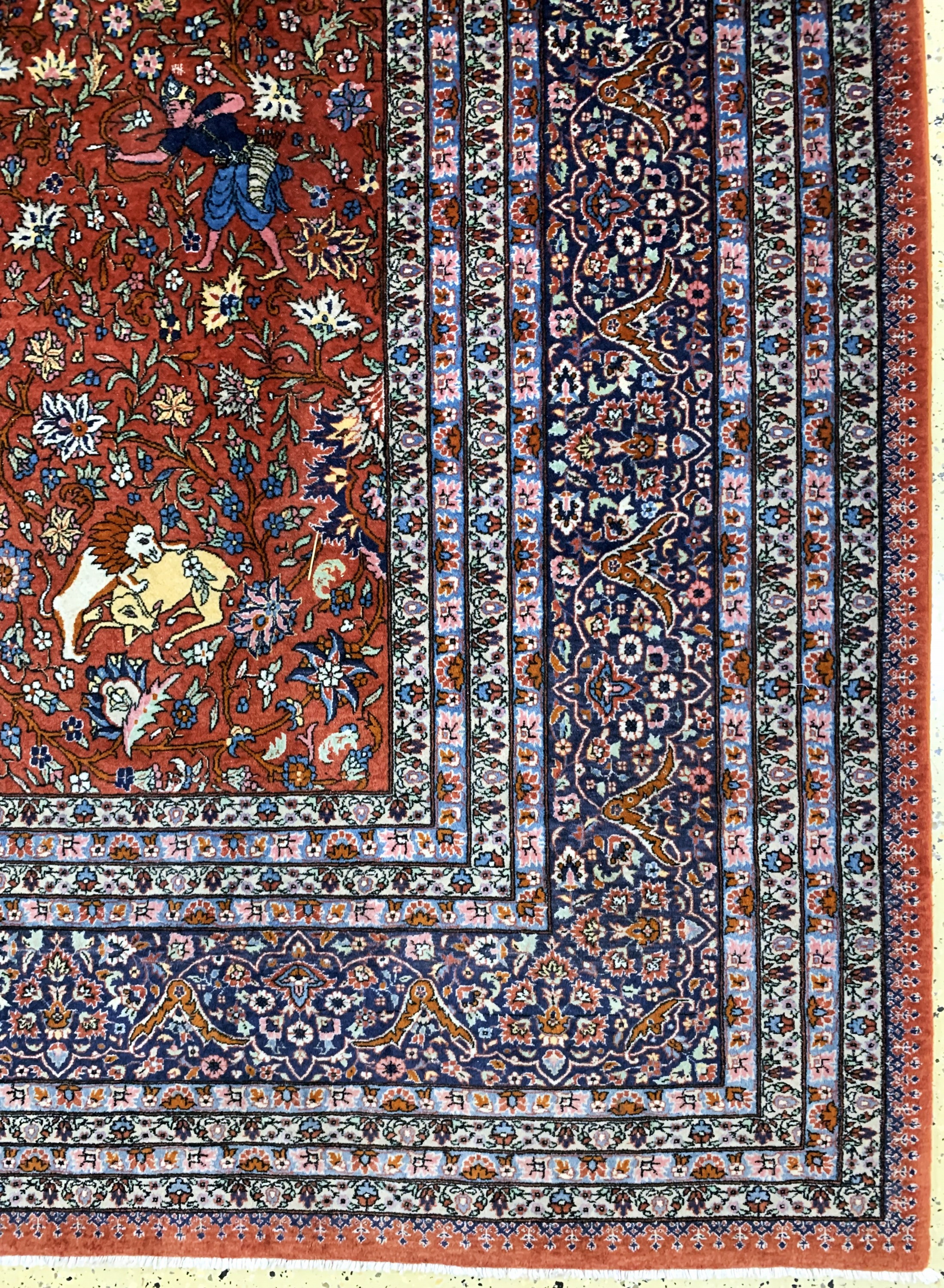 Detail a: Täbriz fein, Persien, Mitte 20.Jhd, Korkwolle auf Baumwolle, ca. 425 x 310 cm, EHZ: 1-2