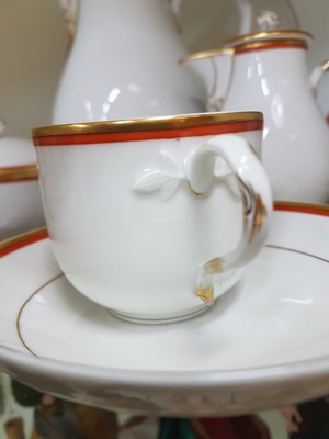 26926420e - Mokkaservice, roter Faden mit Goldrand, Meissen, Porzellan, Goldstaffage, 6 Mokkatassen ...