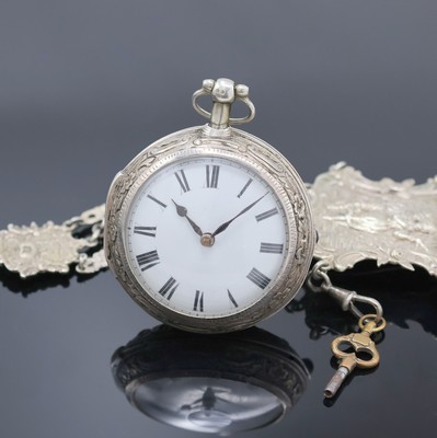 Image 26926776 - HENRY BOURN Spindeltaschenuhr in Silber mit Chatelain, London lt. Hallmark 1812, grav. ...