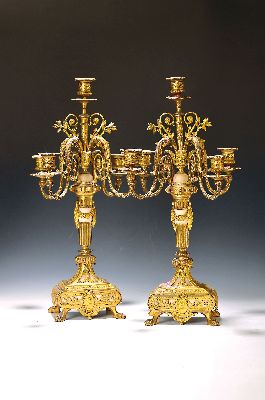 Image 26926782 - Neoklassizistisches Leuchterpaar, wohl Frankreich, 2.H.19.Jh., Bronzekorpus mit ...