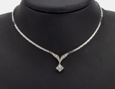 Image 14 kt Gold Diamant-Collier, WG 585/000, Mittelteil mit 8 8/8-Diamanten und 4 Brillanten ...