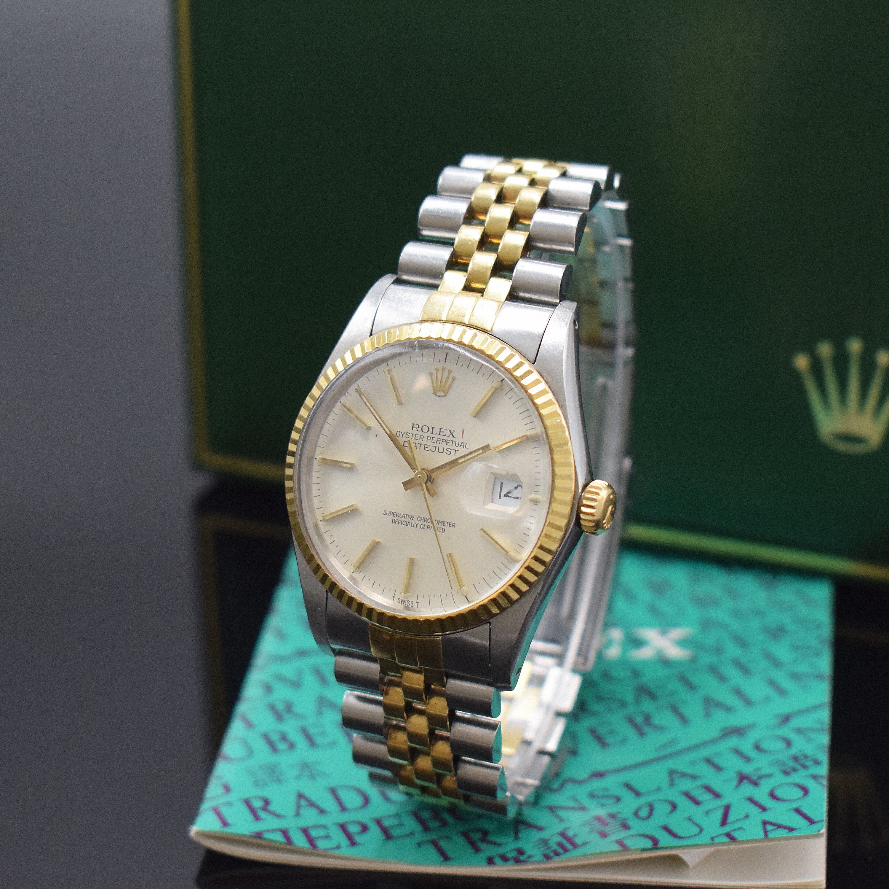 ROLEX Datejust Herrenarmbanduhr in Stahl/Gold Referenz 16013, Schweiz um 1984, Automatik, Boden und Krone verschr., ab Herst. wasserd., Jubileeband ...