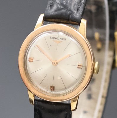 26927150a - LONGINES Damenarmbanduhr in RG 750/000, Schweiz um 1965, Handaufzug, Boden aufgedr., ...