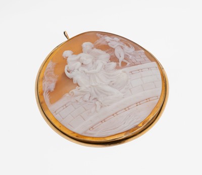 Image 14 kt Gold Kamee-Brosche, Italien um 1900, RoseG 585/000, Darstellung einer ...