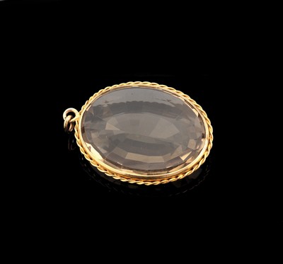 Image 8 kt Gold Rauchquarz-Anhänger, GG 333/000, ovalfacett. Rauchquarz ca. 40 x 30 mm, ...