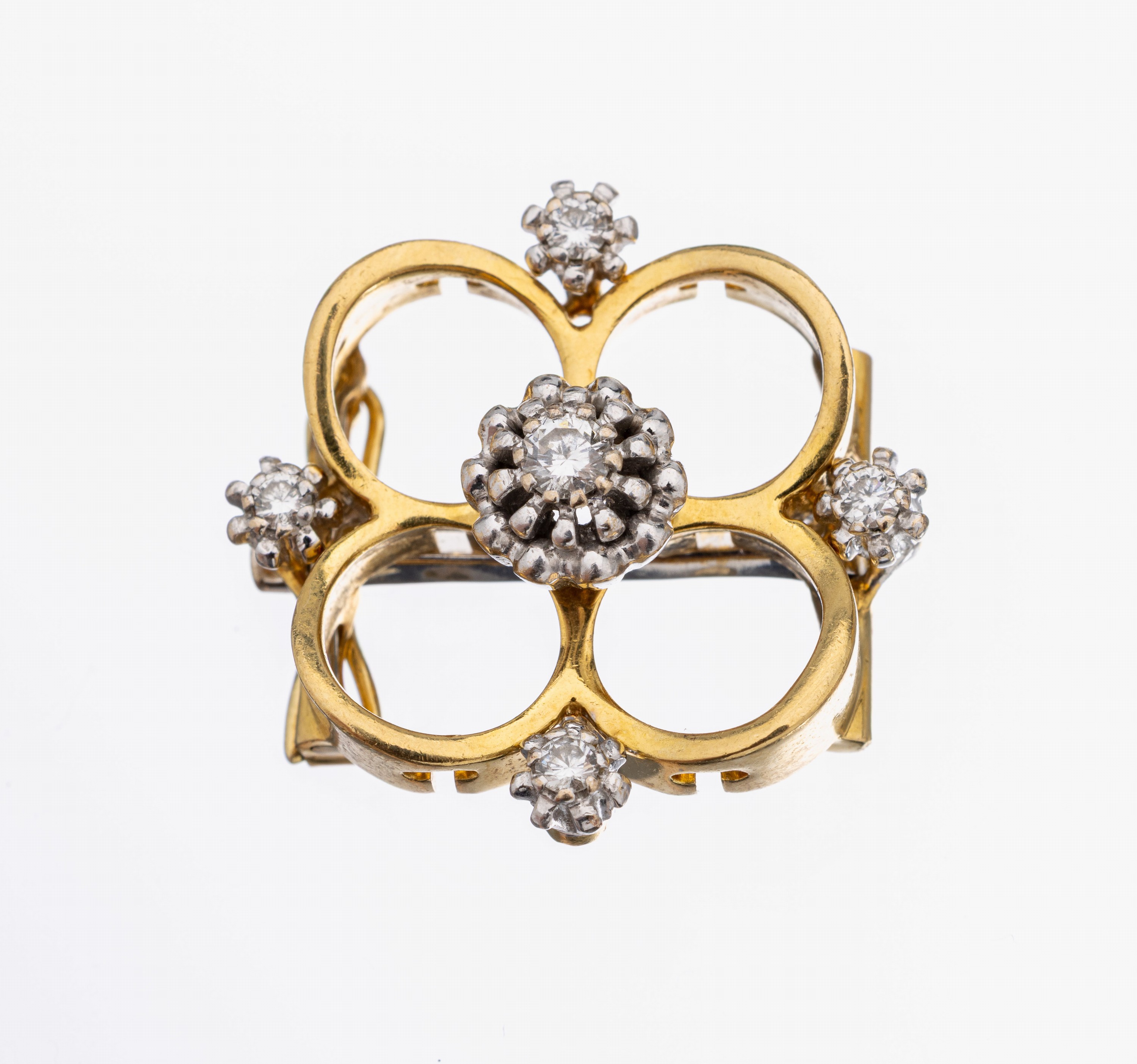 18 kt Gold Brillant-Kettenverkürzer, GG/WG 750/000, blütenförm., 5 Brillanten zus. ca. 0.35 ct Weiß/si, ca. 2.5 cm, ca. 11.4 g