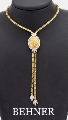 Image 26927335 - 18 kt Gold Brillant-Collier, GG/WG 750/000, sogn. Bolo, Königskette, ovaler ...