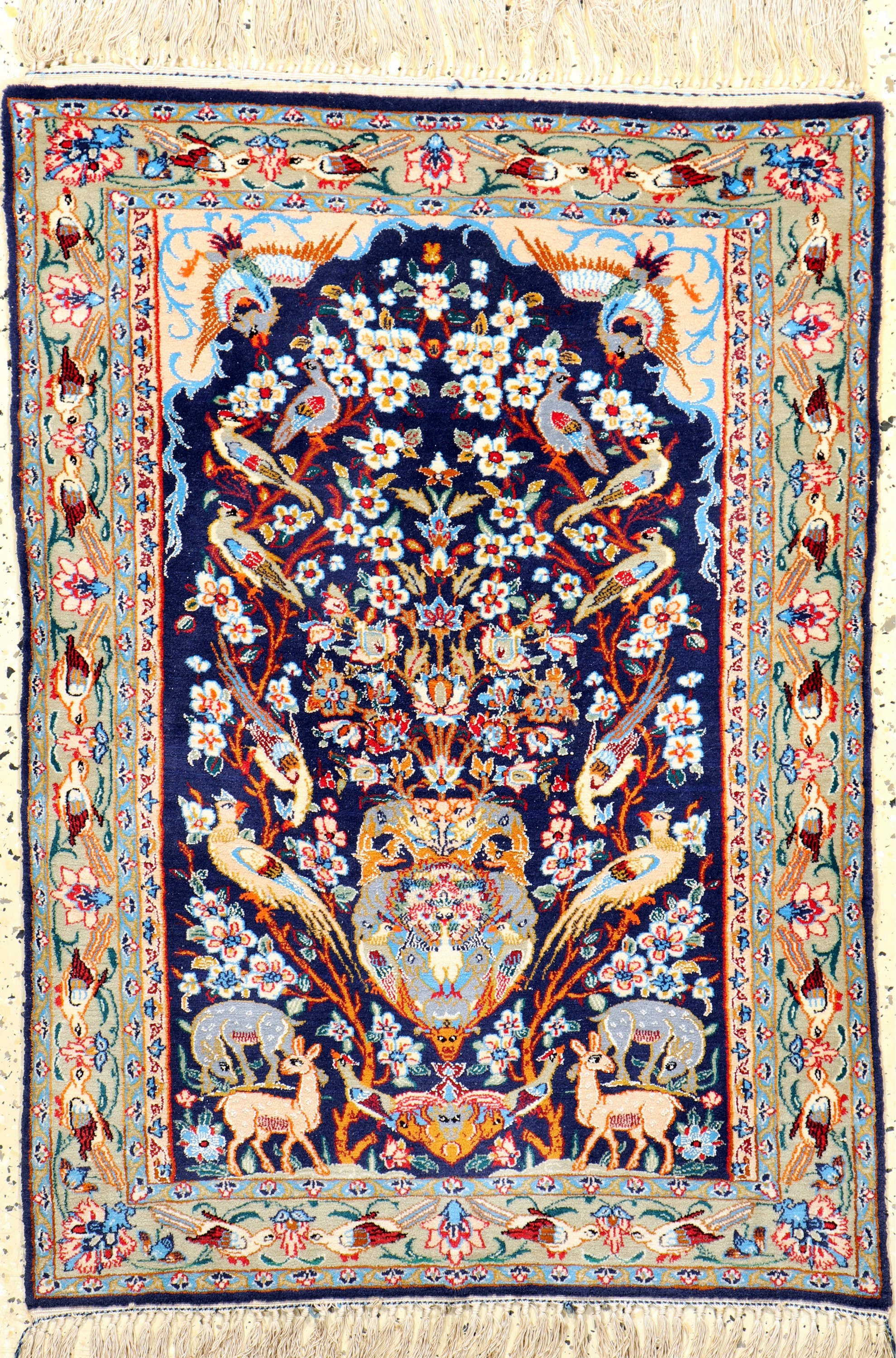 Esfahan fein, Persien, Mitte 20.Jhd, Korkwolle mit und auf Seide, ca. 95 x 71 cm, EHZ: 2