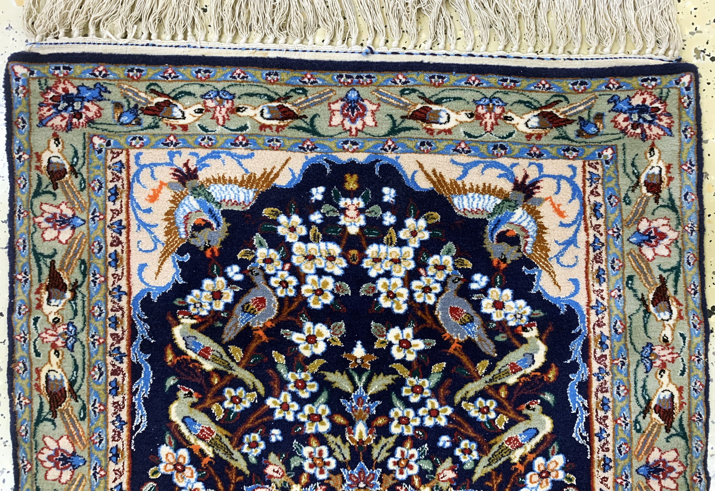 Detail a: Esfahan fein, Persien, Mitte 20.Jhd, Korkwolle mit und auf Seide, ca. 95 x 71 cm, EHZ: 2