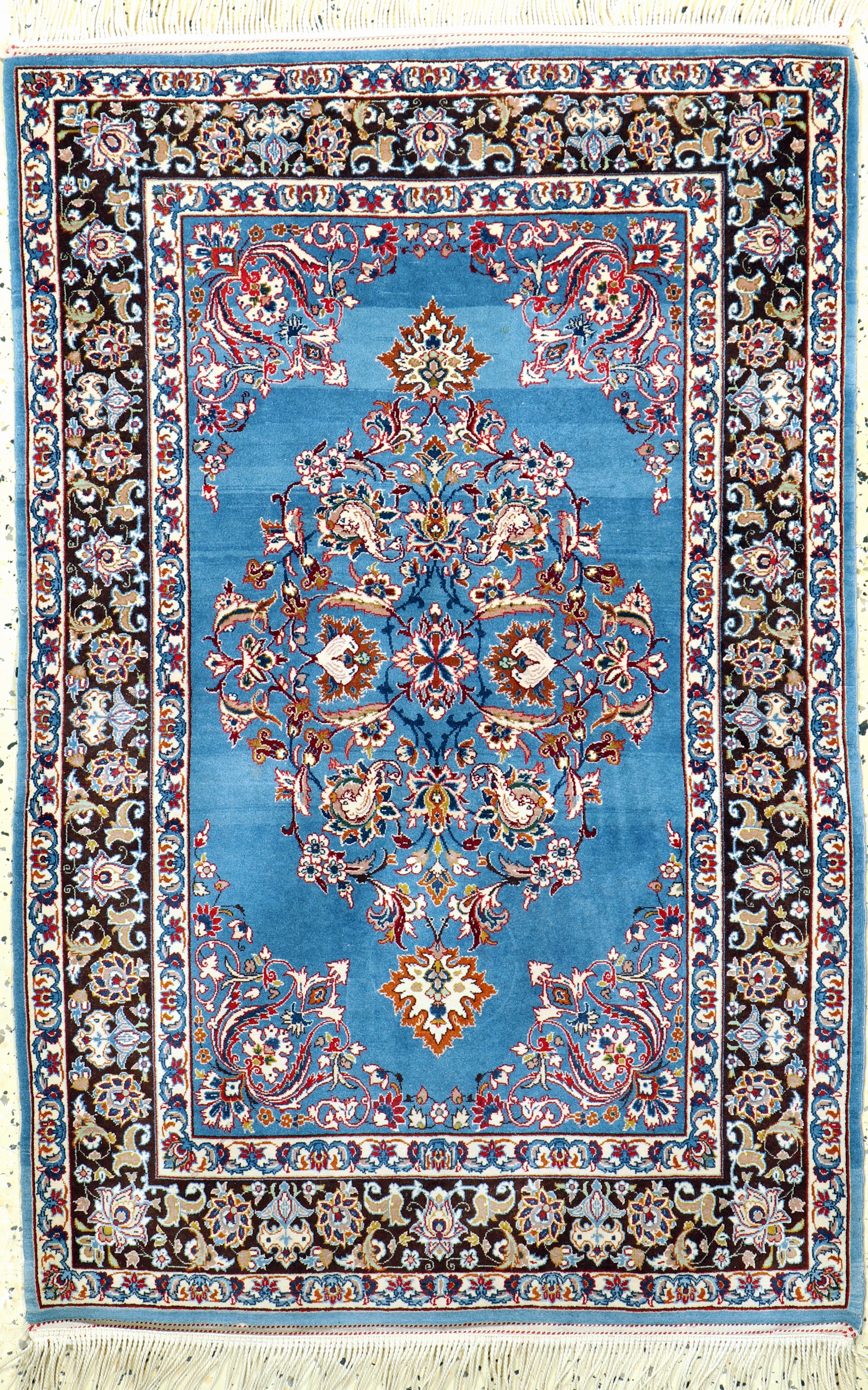 Esfahan fein, Persien, Mitte 20.Jhd, Korkwolle mit und auf Seide, ca. 114 x 76 cm, EHZ: 2(Abrasch)
