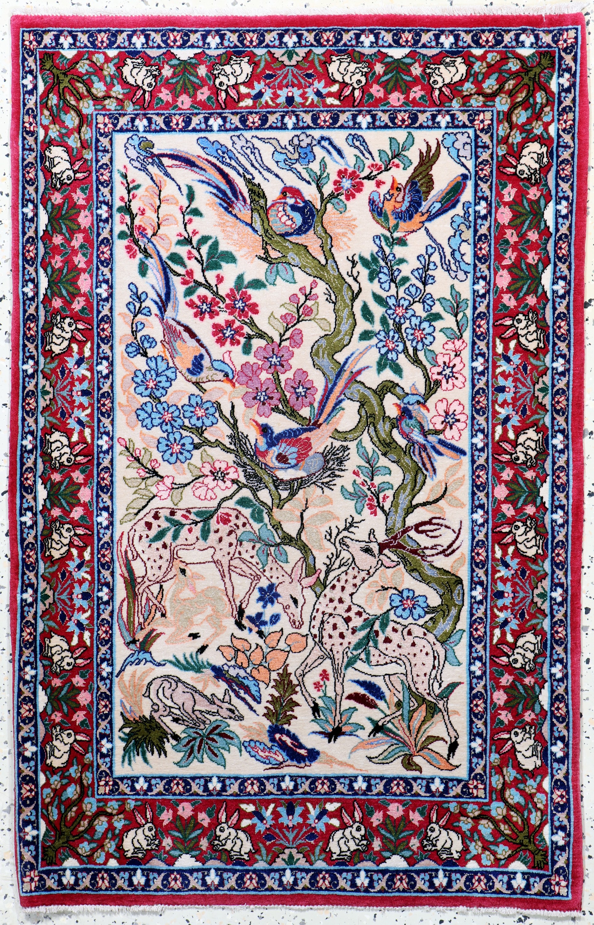 Esfahan fein, Persien, Mitte 20.Jhd, Korkwolle mit und auf Seide, ca. 110 x 70 cm, EHZ: 2