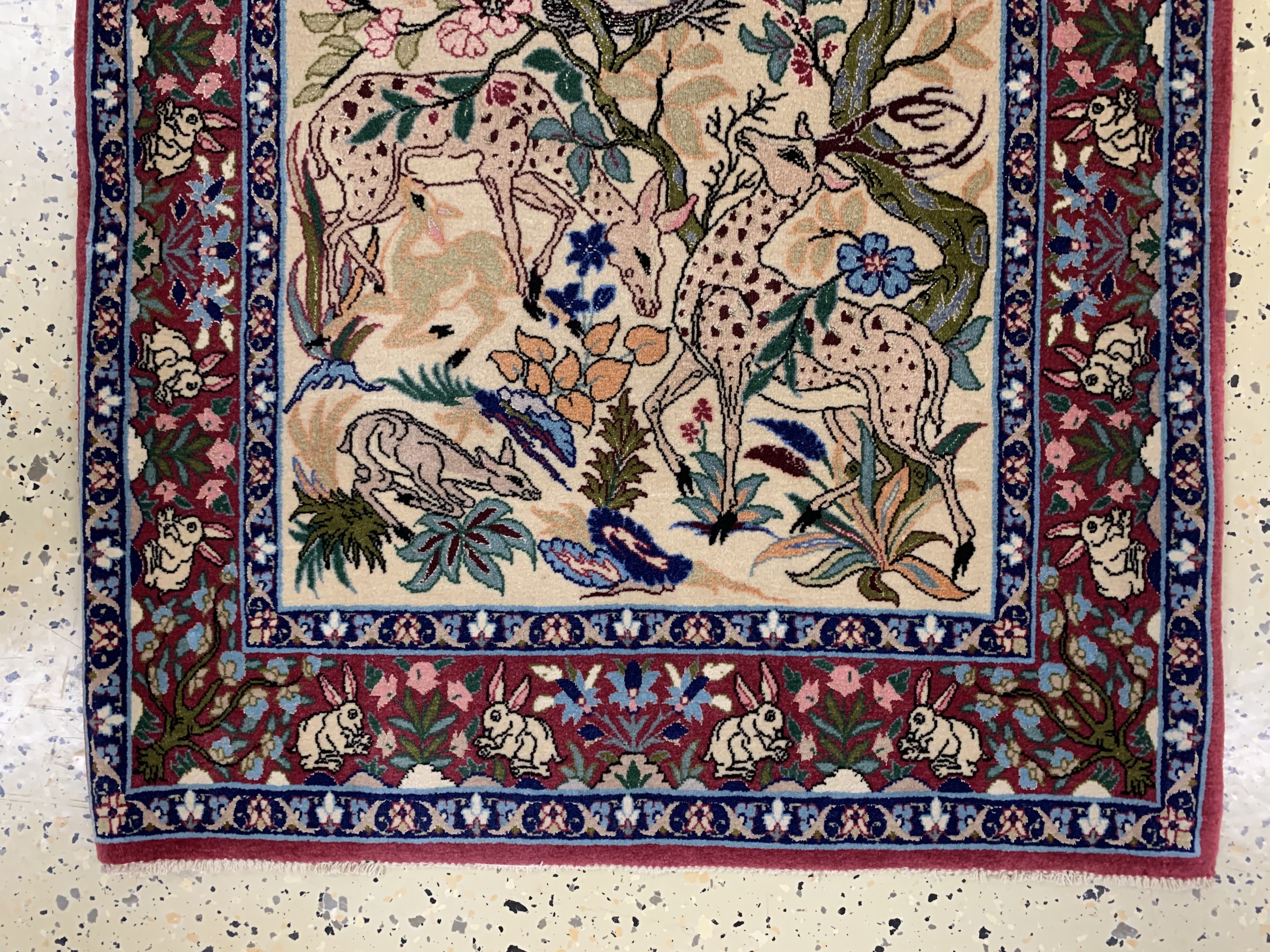 Detail b: Esfahan fein, Persien, Mitte 20.Jhd, Korkwolle mit und auf Seide, ca. 110 x 70 cm, EHZ: 2