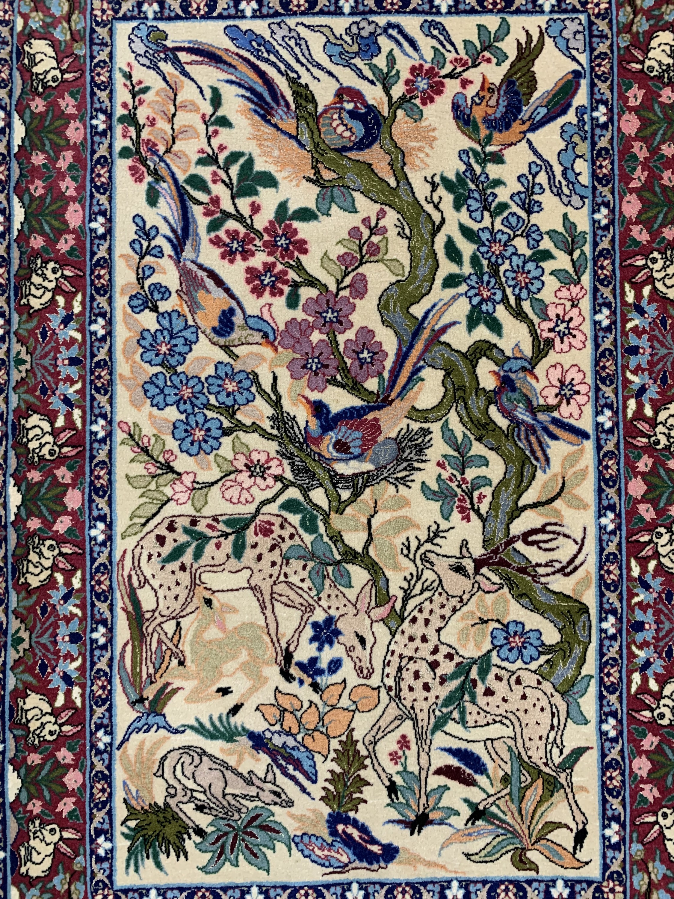 Detail c: Esfahan fein, Persien, Mitte 20.Jhd, Korkwolle mit und auf Seide, ca. 110 x 70 cm, EHZ: 2