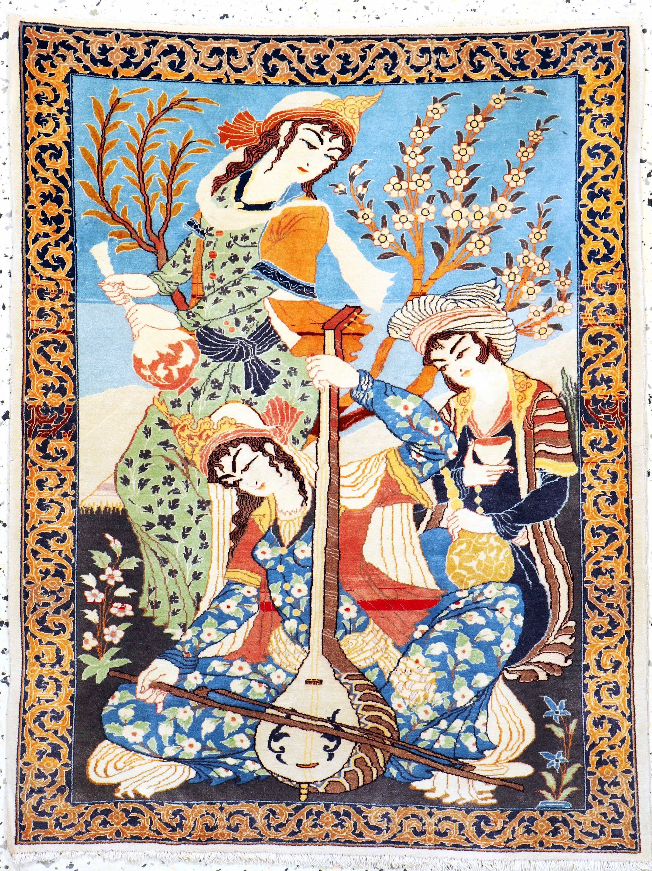 Esfahan fein, Persien, Anfang 20.Jhd, Korkwolle auf Seide, ca. 93 x 72 cm, EHZ: 2