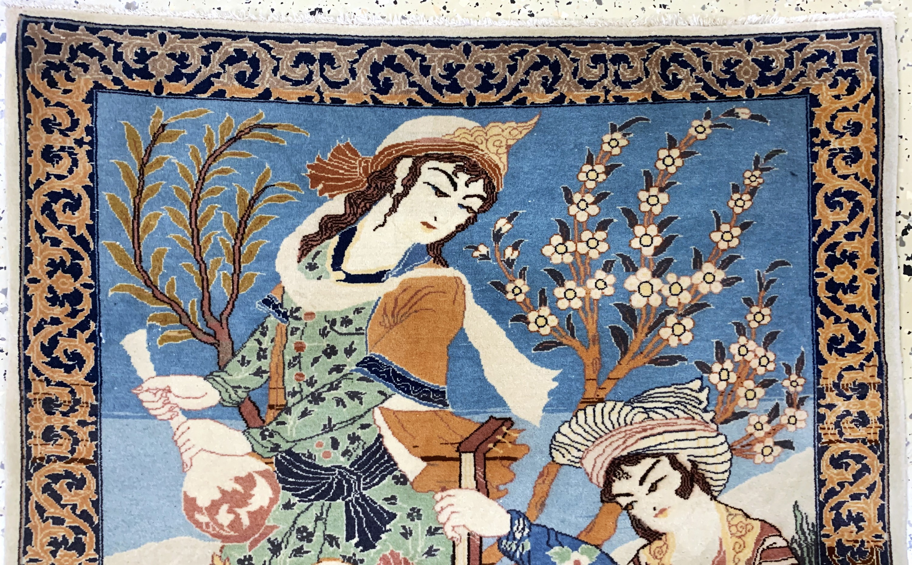 Detail a: Esfahan fein, Persien, Anfang 20.Jhd, Korkwolle auf Seide, ca. 93 x 72 cm, EHZ: 2