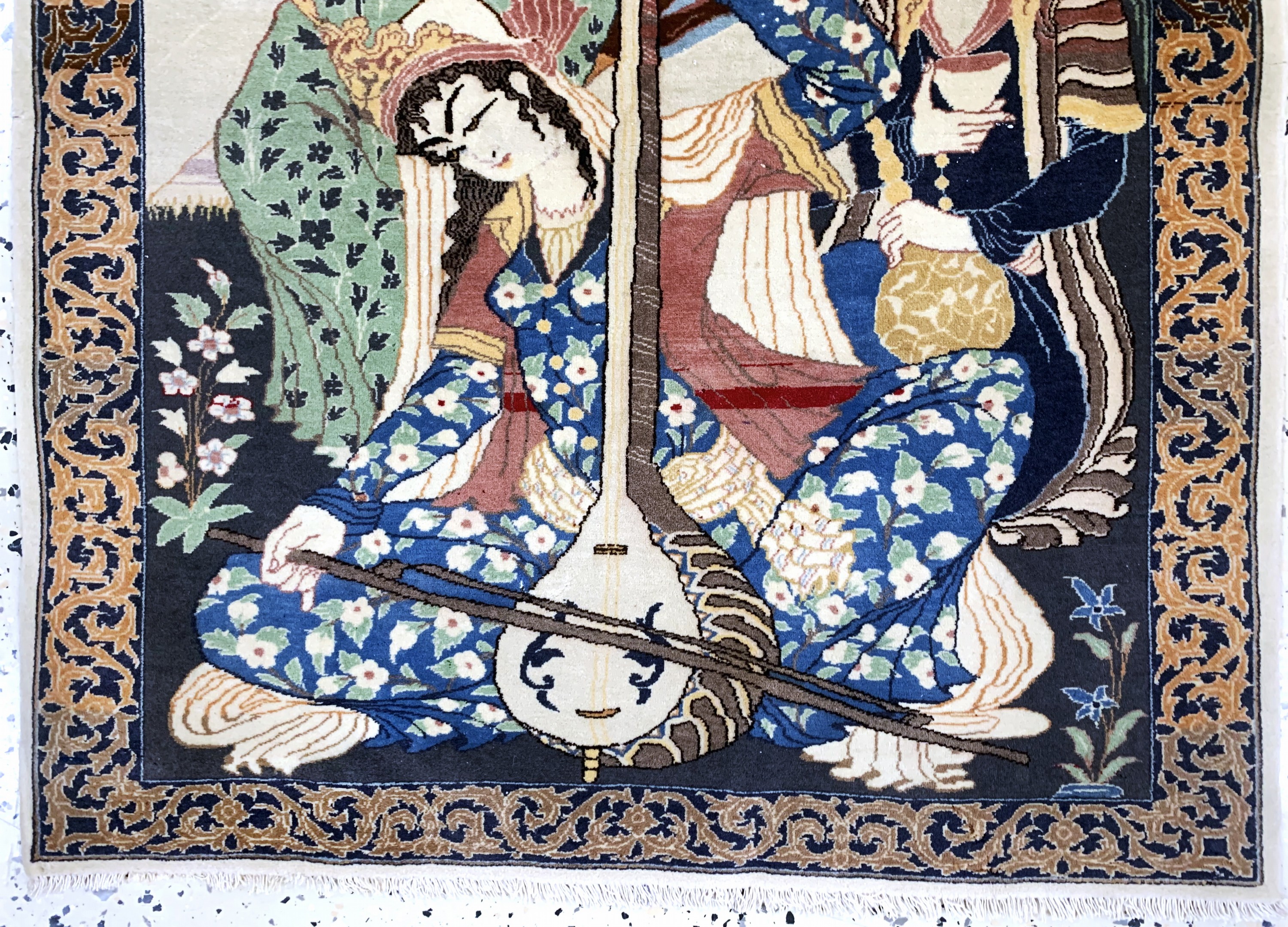 Detail b: Esfahan fein, Persien, Anfang 20.Jhd, Korkwolle auf Seide, ca. 93 x 72 cm, EHZ: 2