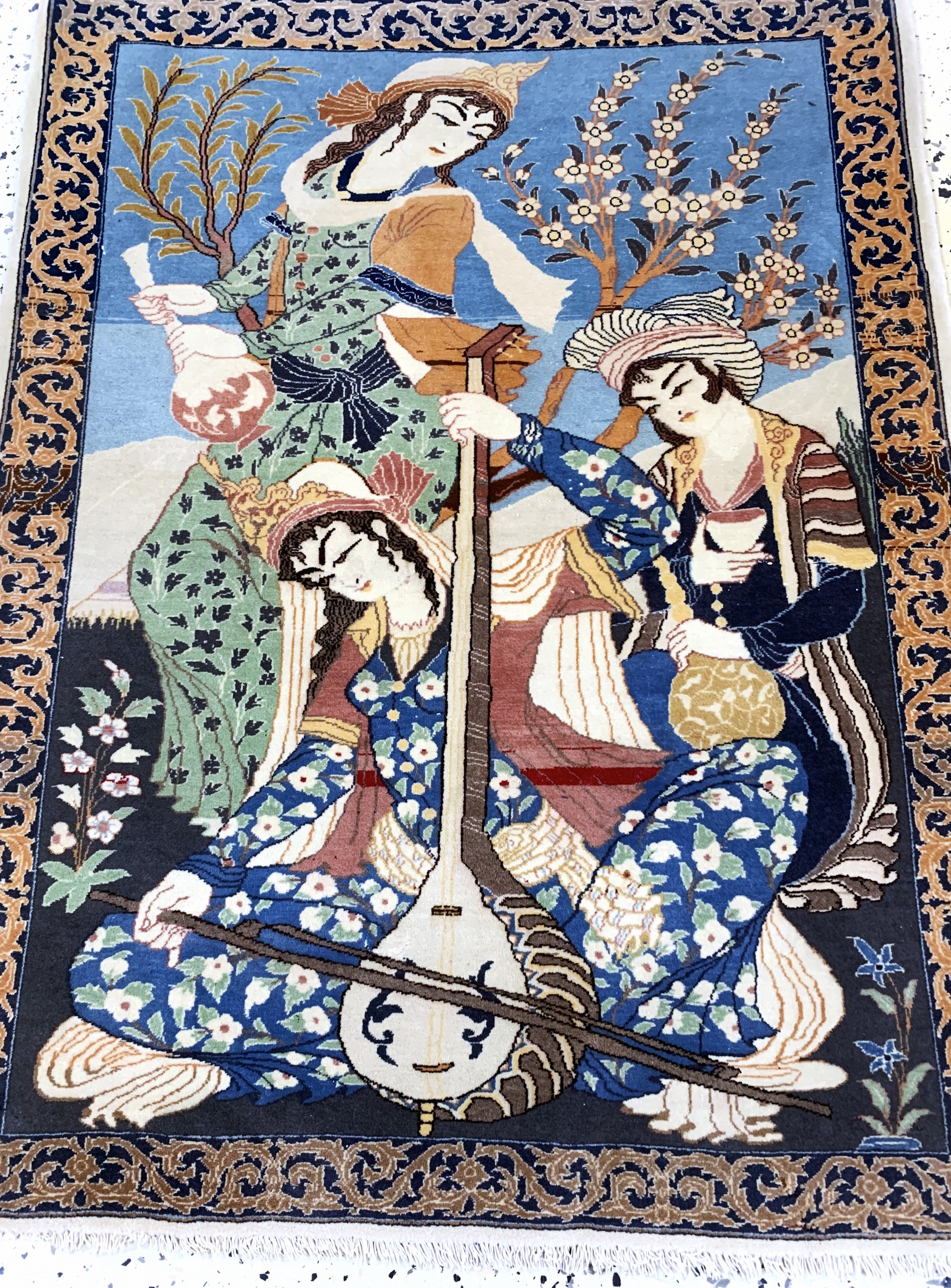 Detail c: Esfahan fein, Persien, Anfang 20.Jhd, Korkwolle auf Seide, ca. 93 x 72 cm, EHZ: 2