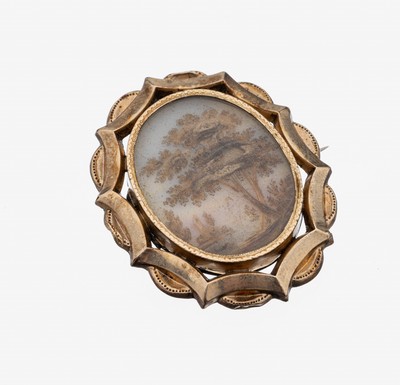Image Schaumgold-Brosche, deutsch um 1840, Schaumgold und Silber, Einlage mit ...