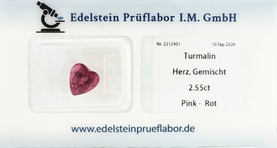 Pinkfarb. Turmalin-Herz 2.55 ct, Pink-rot, verschweißt, ohne Zertifikat