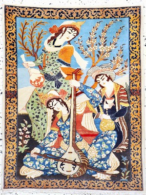Image Esfahan fein, Persien, Anfang 20.Jhd, Korkwolle auf Seide, ca. 93 x 72 cm, EHZ: 2