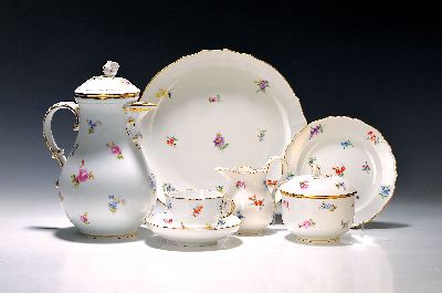 Image 26927840 - Kaffeeservice Streublume, Meissen, überwiegend Knaufzeit, 1. Wahl, Porzellan, ...