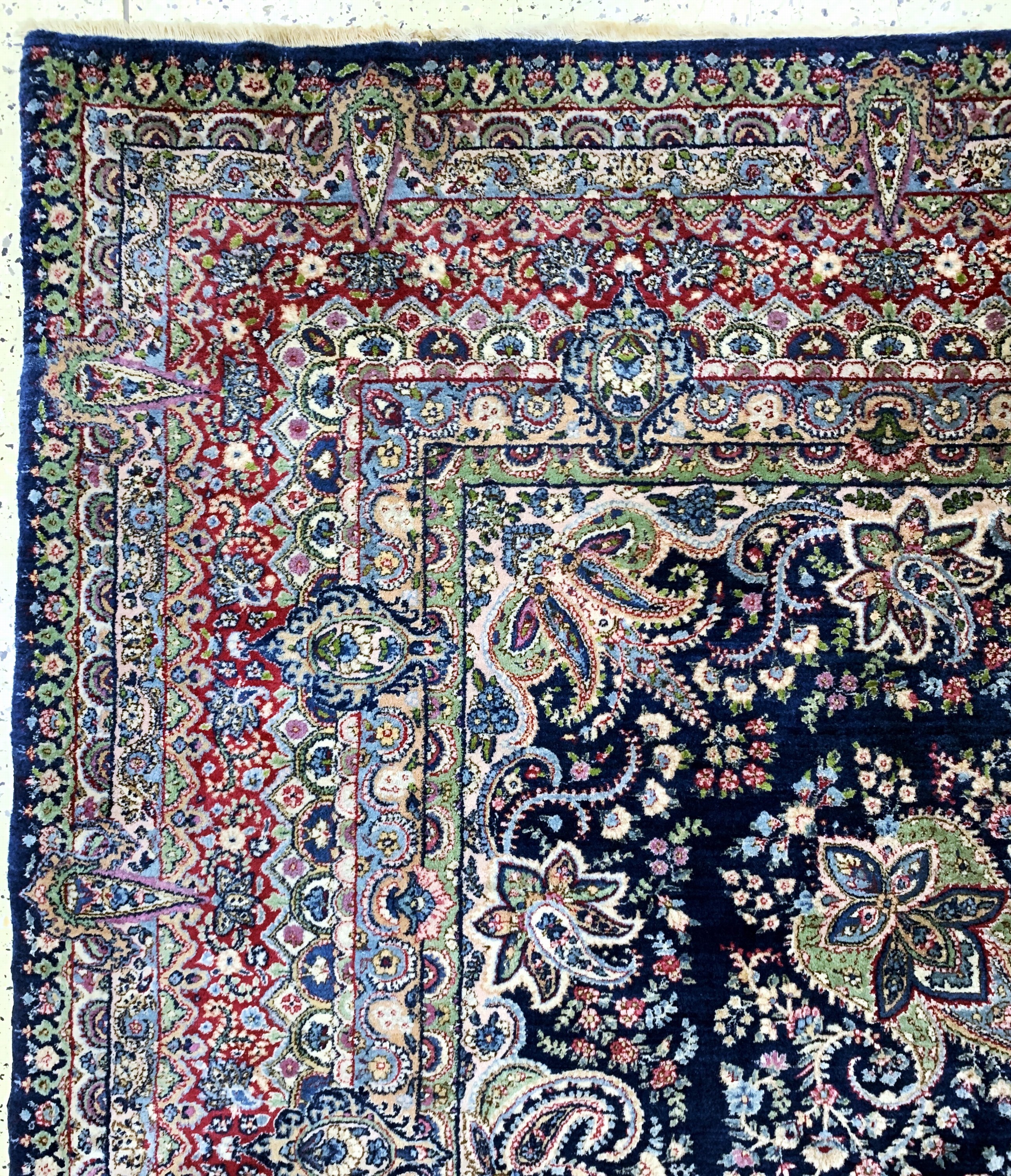 Detail d: Kerman"Lawar" fein alt, Persien, Anfang 20.Jhd, Wolle auf Baumwolle, ca. 350 x 300 cm,Reinigungsbedürftig, EHZ: 2