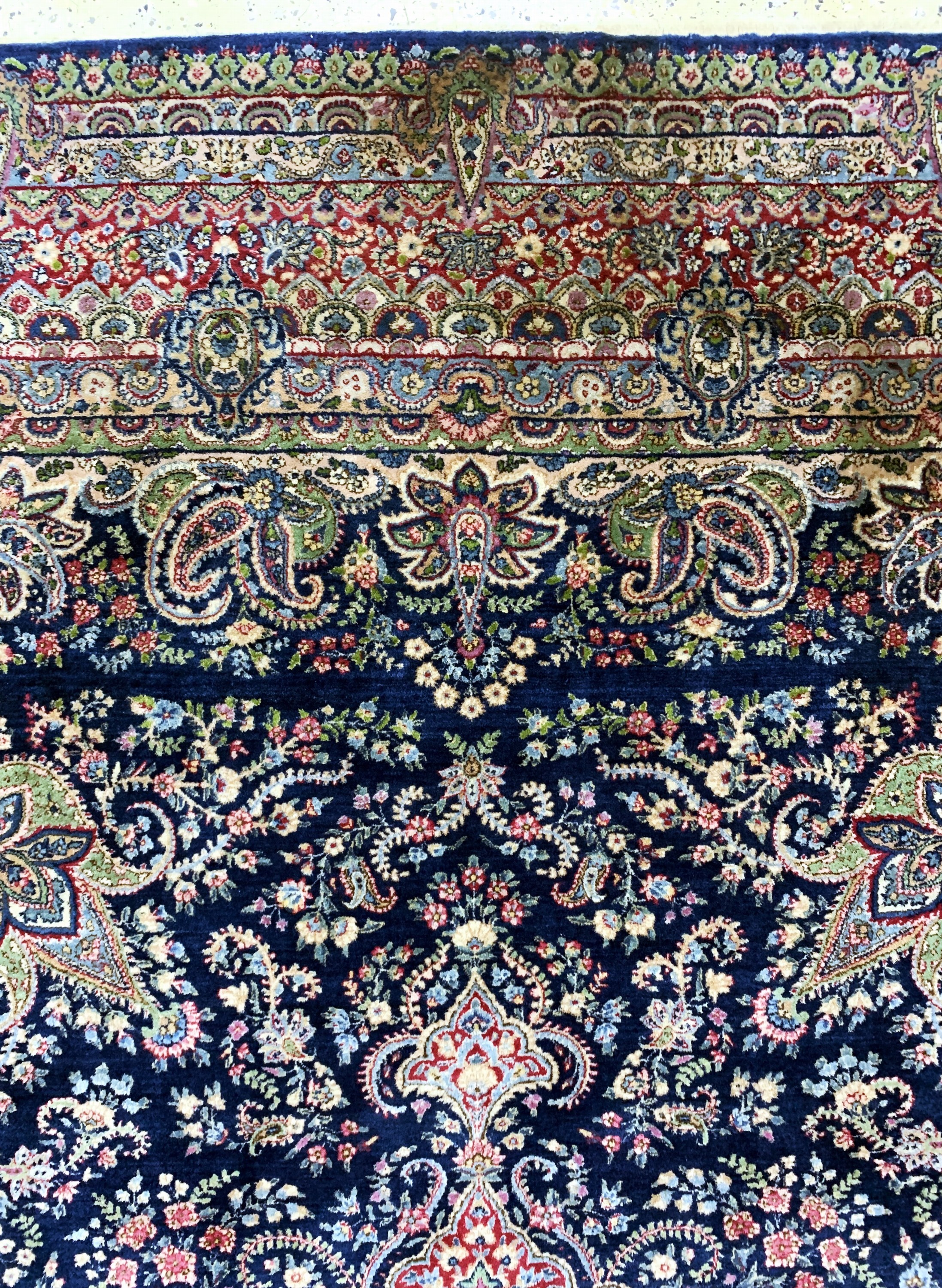 Detail e: Kerman"Lawar" fein alt, Persien, Anfang 20.Jhd, Wolle auf Baumwolle, ca. 350 x 300 cm,Reinigungsbedürftig, EHZ: 2