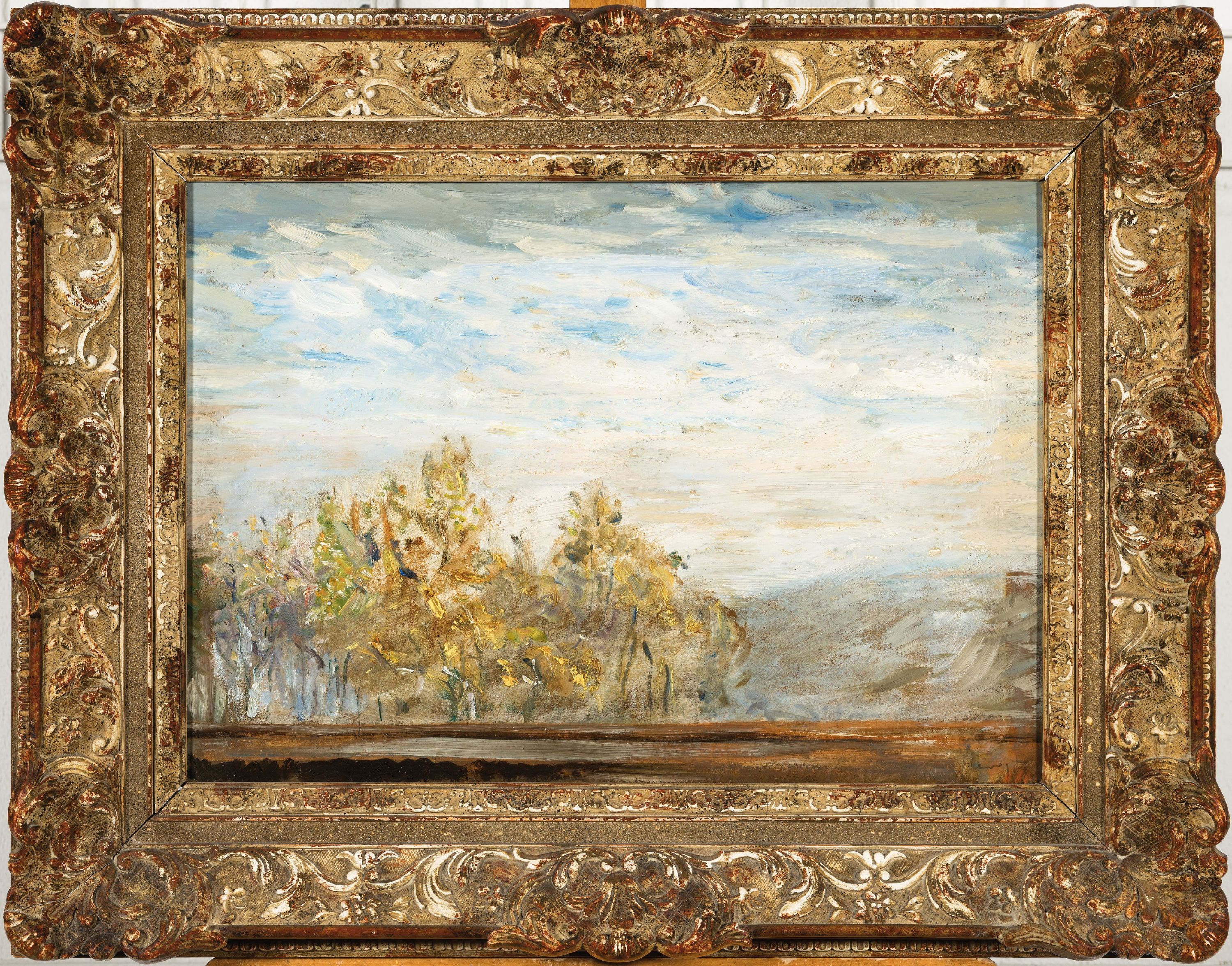 Detail k: Max Slevogt, 1869 Landshut-1932 Leinsweiler, "Baumwipfel bei Neukastel", 1930/31, Öl/ Hartfaserplatte, rechts unten signiert, 38x54,5 cm, ...